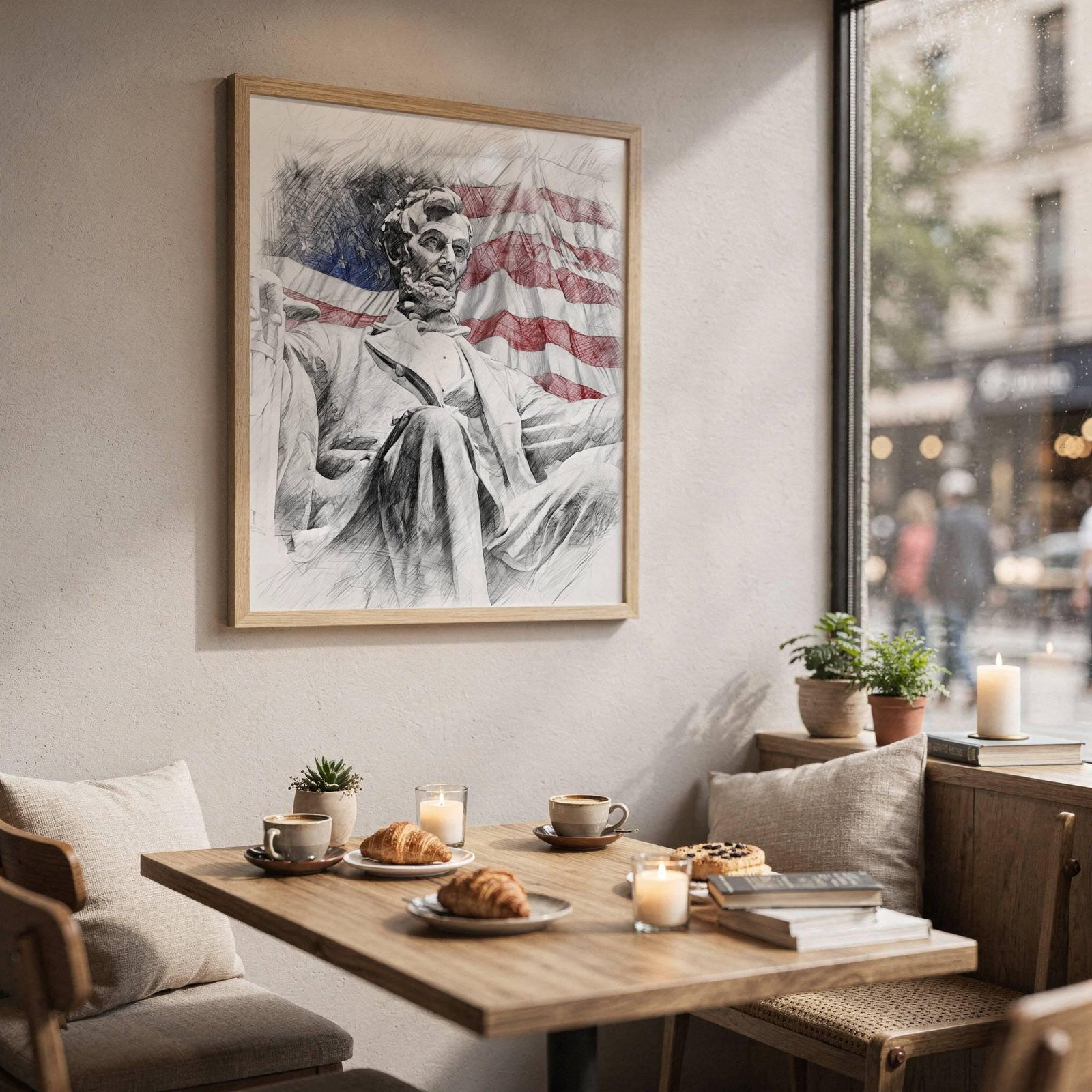 Abraham Lincoln Statue Washington DC Pencil Sketch Print: USA Travel Art Poster - Image 3