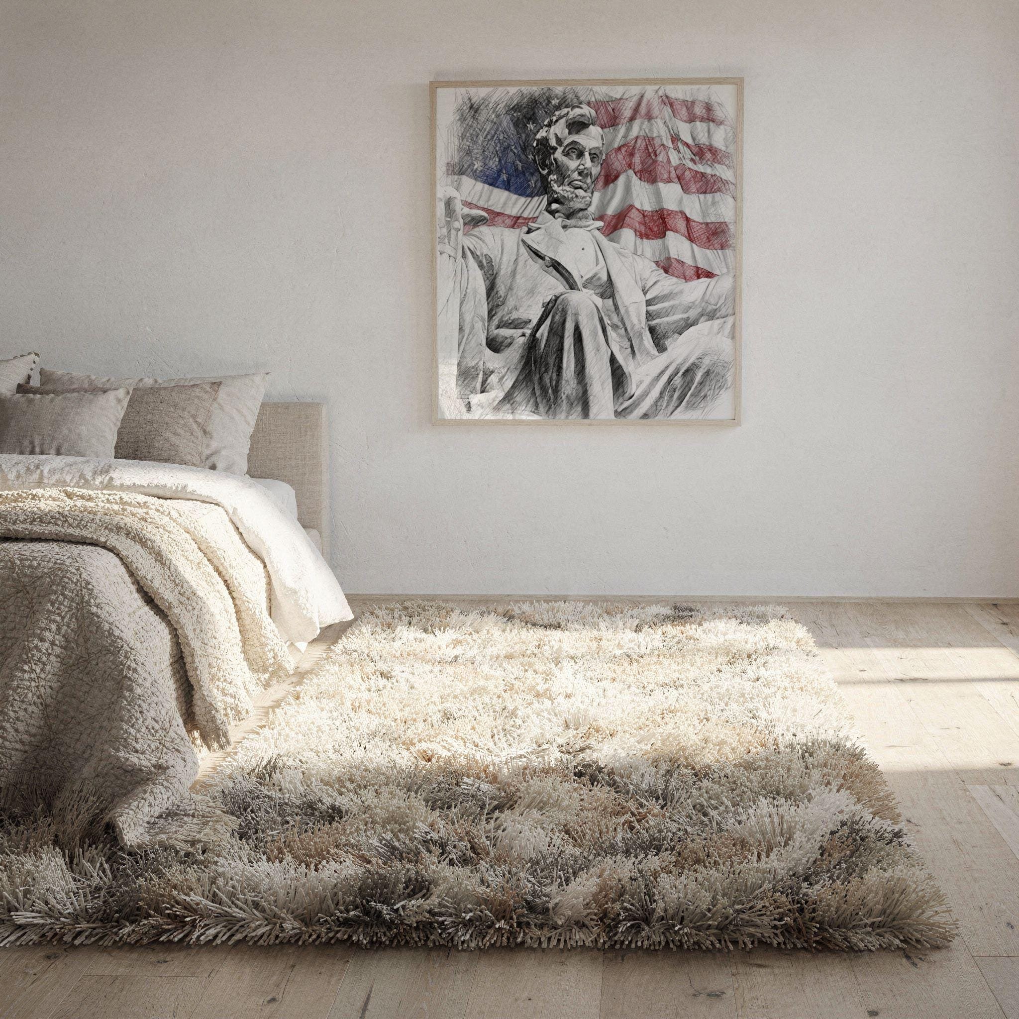 Lincoln Statue Washington DC Pencil Sketch Print: USA Travel Art Poster Square - Image 10