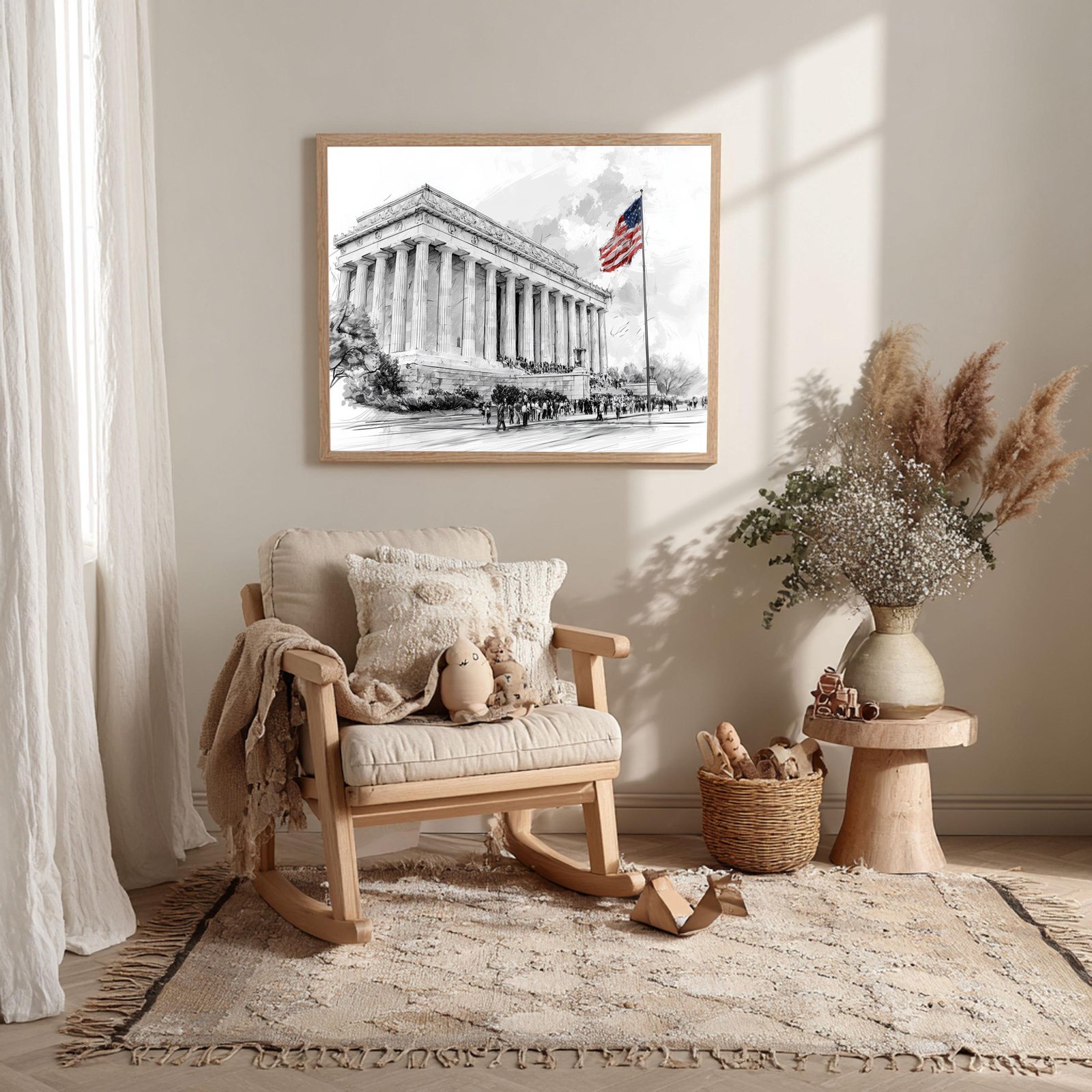 Lincoln Memorial Pencil Sketch Print: USA Travel Art Poster - Image 10