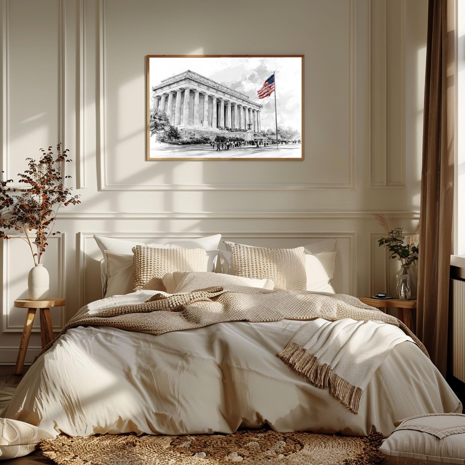 Lincoln Memorial Pencil Sketch Print: USA Travel Art Poster - Image 2