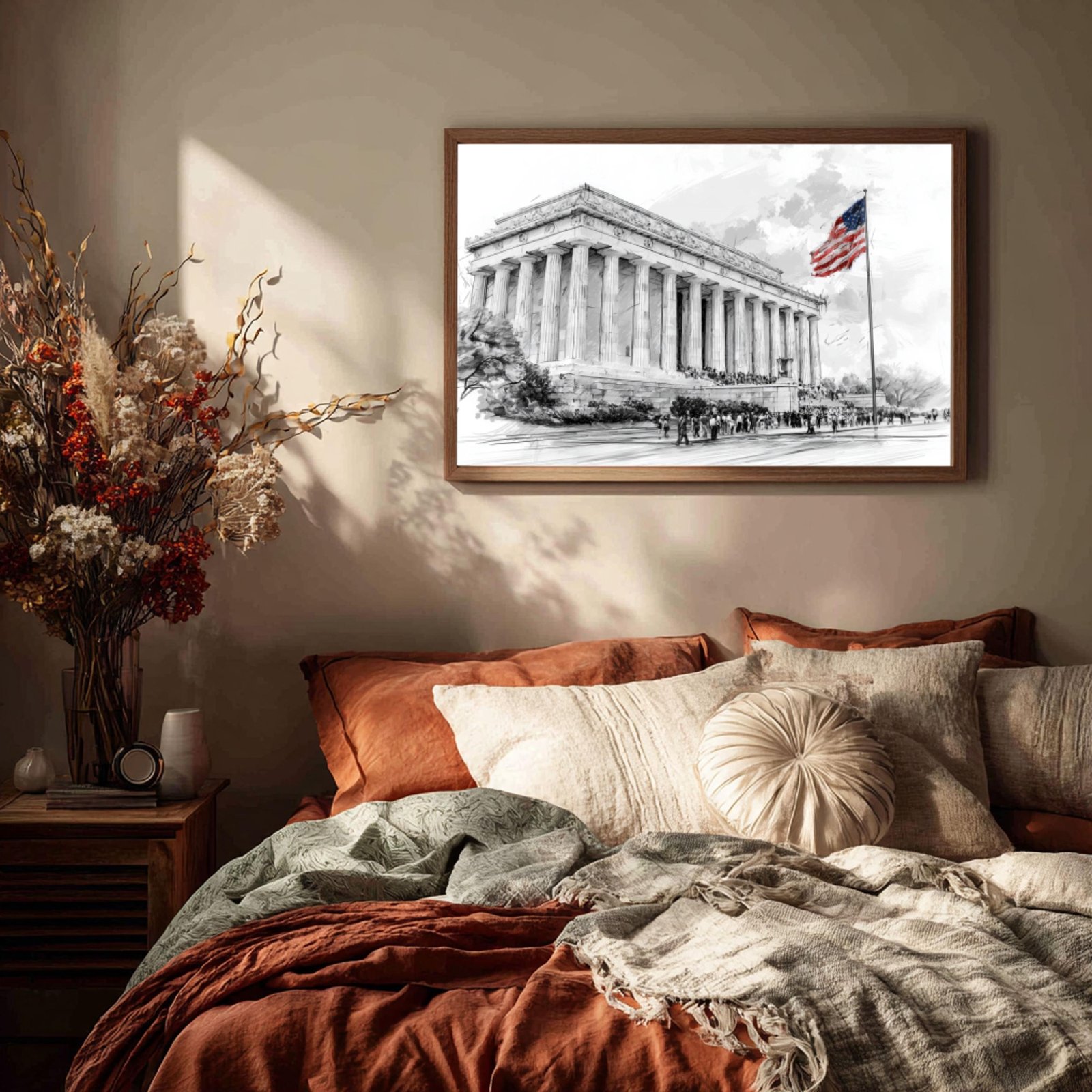 Lincoln Memorial Pencil Sketch Print: USA Travel Art Poster - Image 3