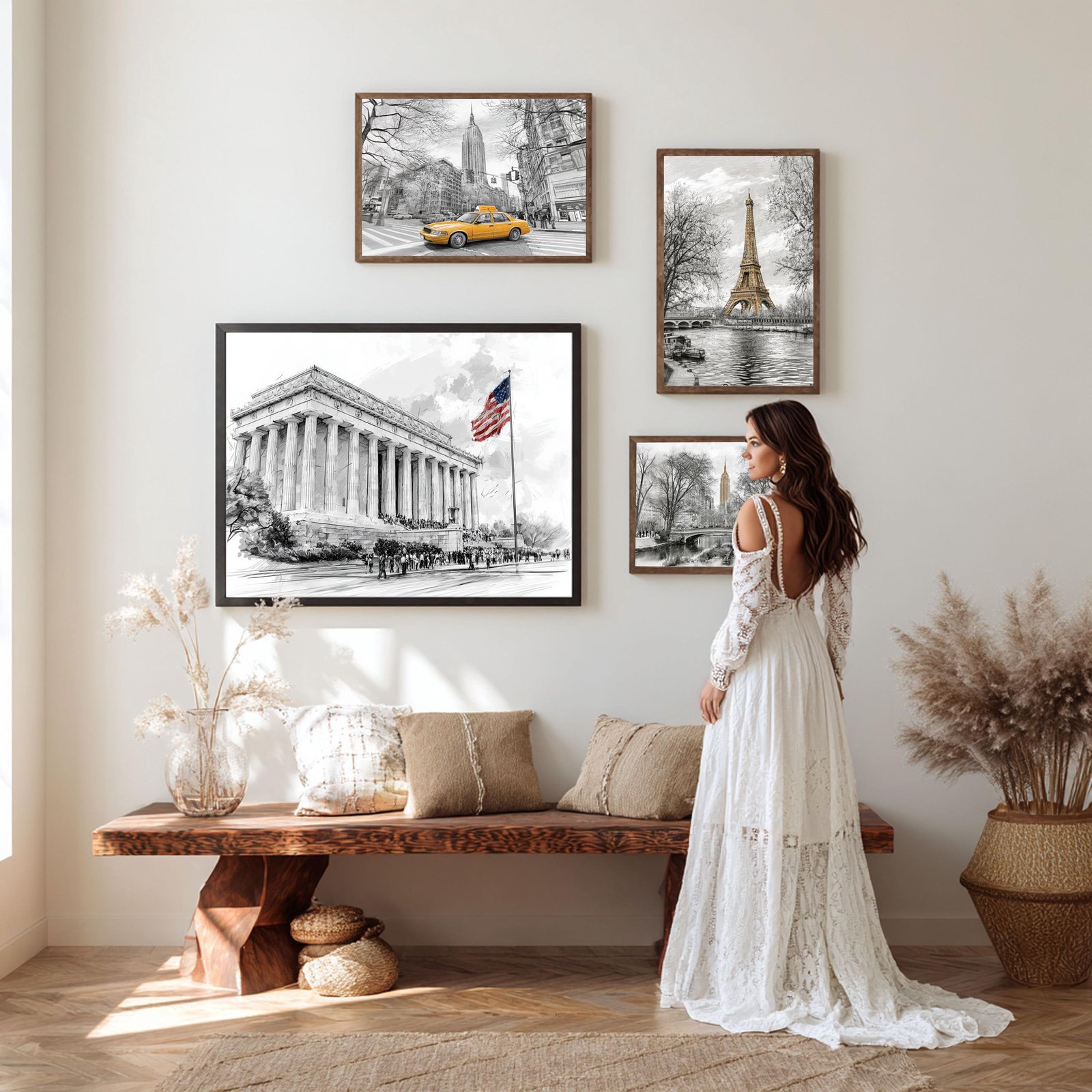 Lincoln Memorial Pencil Sketch Print: USA Travel Art Poster - Image 4