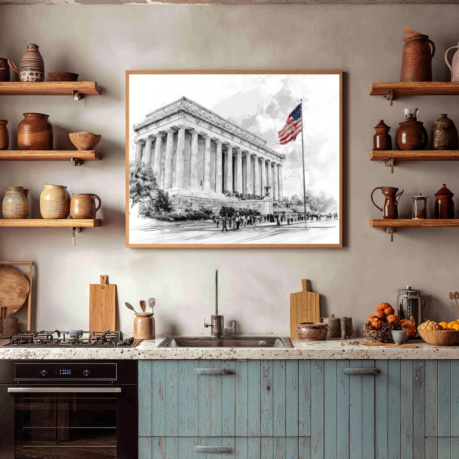Lincoln Memorial Pencil Sketch Print: USA Travel Art Poster - Image 7