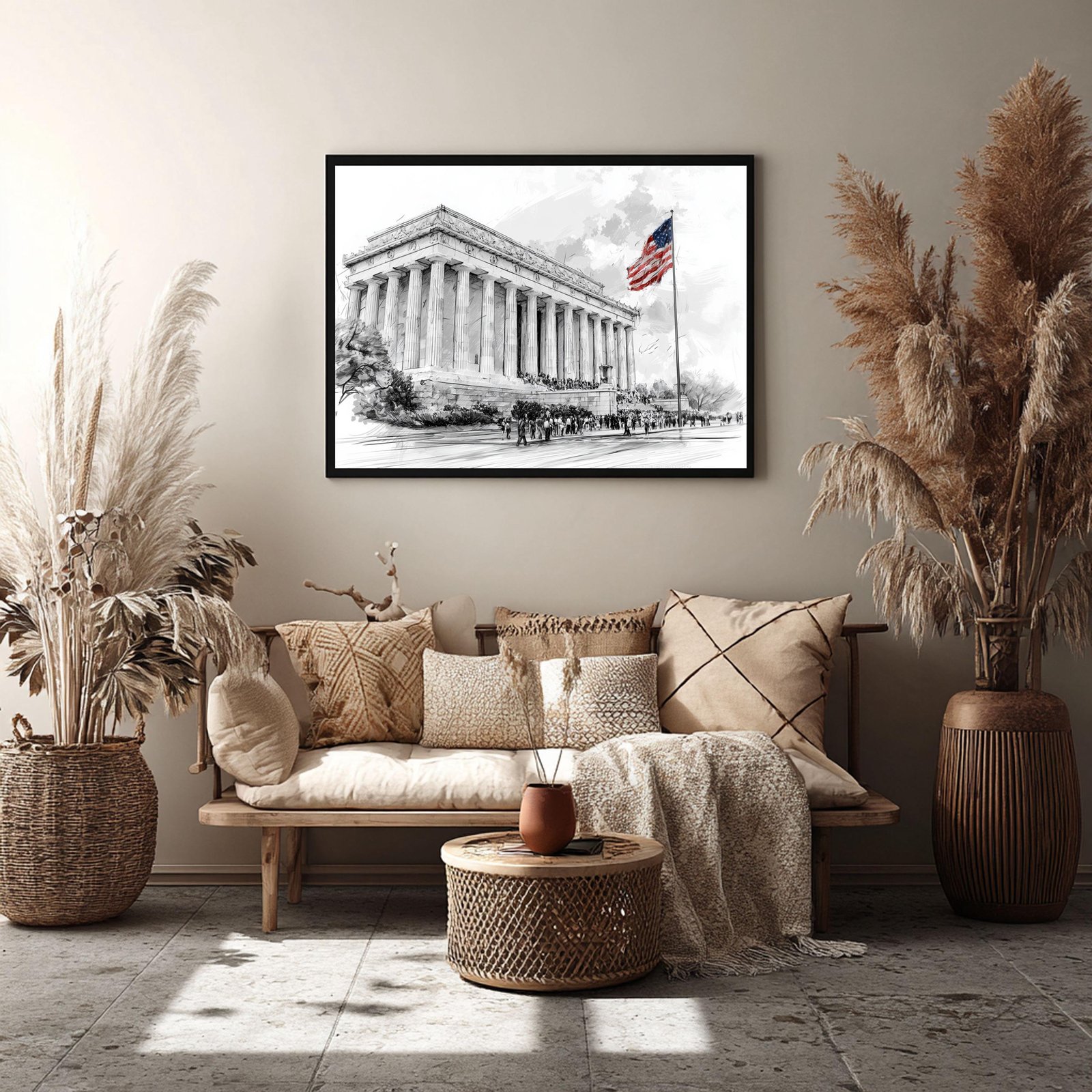 Lincoln Memorial Pencil Sketch Print: USA Travel Art Poster - Image 8