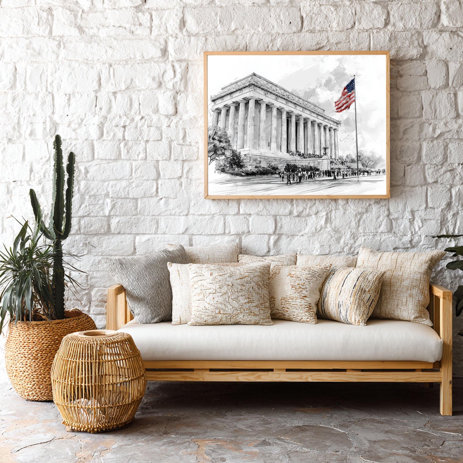 Lincoln Memorial Pencil Sketch Print: USA Travel Art Poster - Image 9