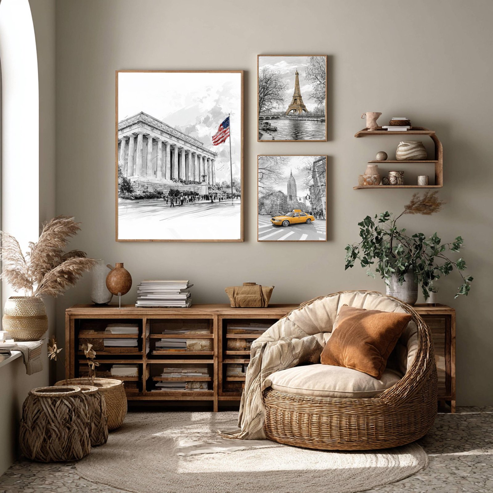 Lincoln Memorial Washington DC Pencil Sketch Print: USA Travel Art Poster - Image 10