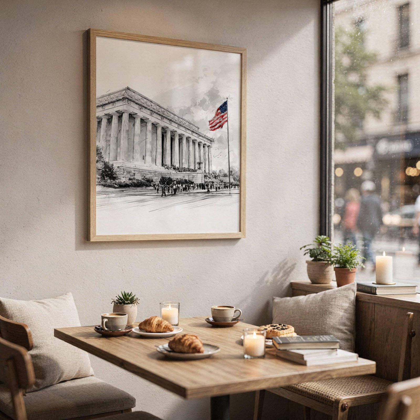 Lincoln Memorial Washington DC Pencil Sketch Print: USA Travel Art Poster - Image 3