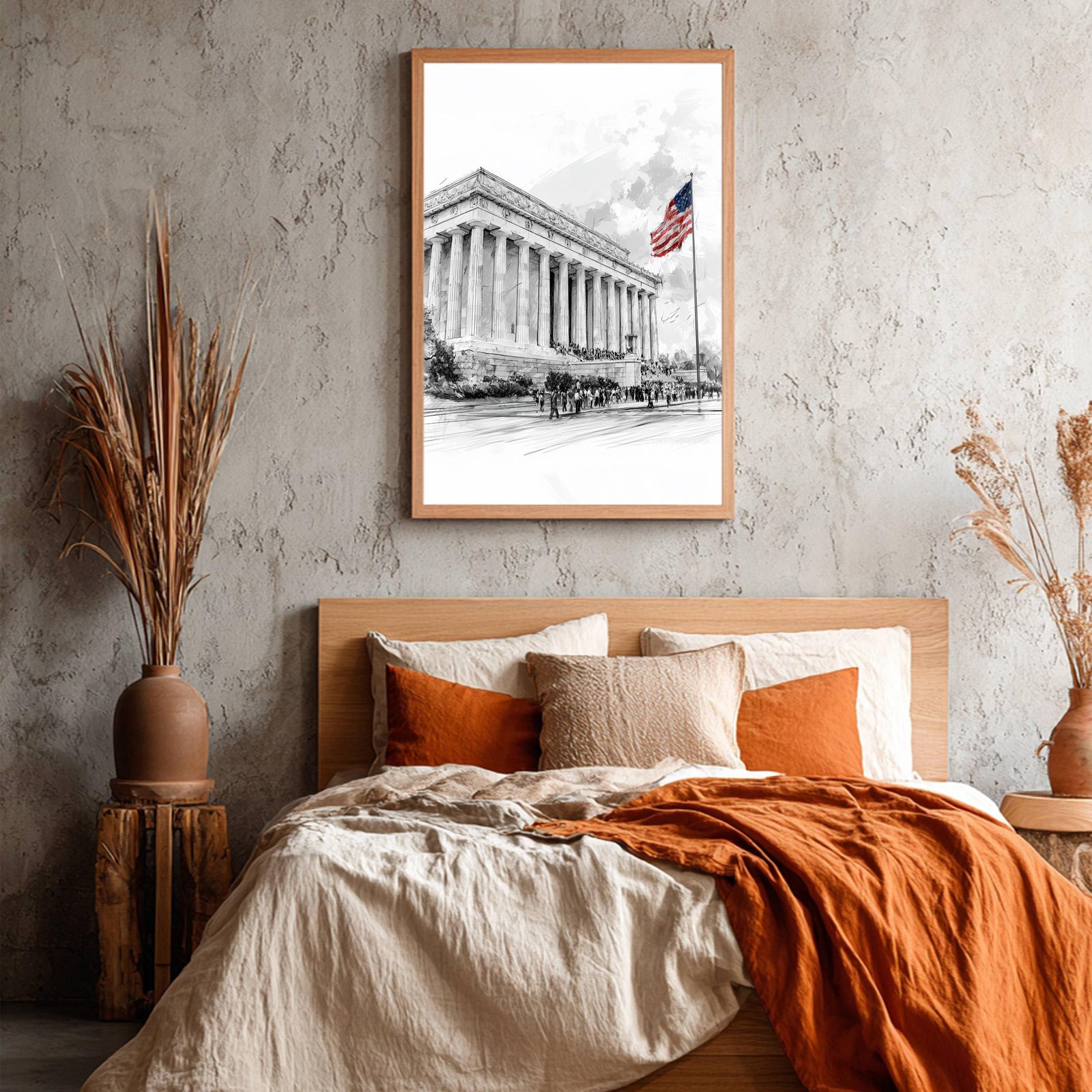 Lincoln Memorial Washington DC Pencil Sketch Print: USA Travel Art Poster - Image 4