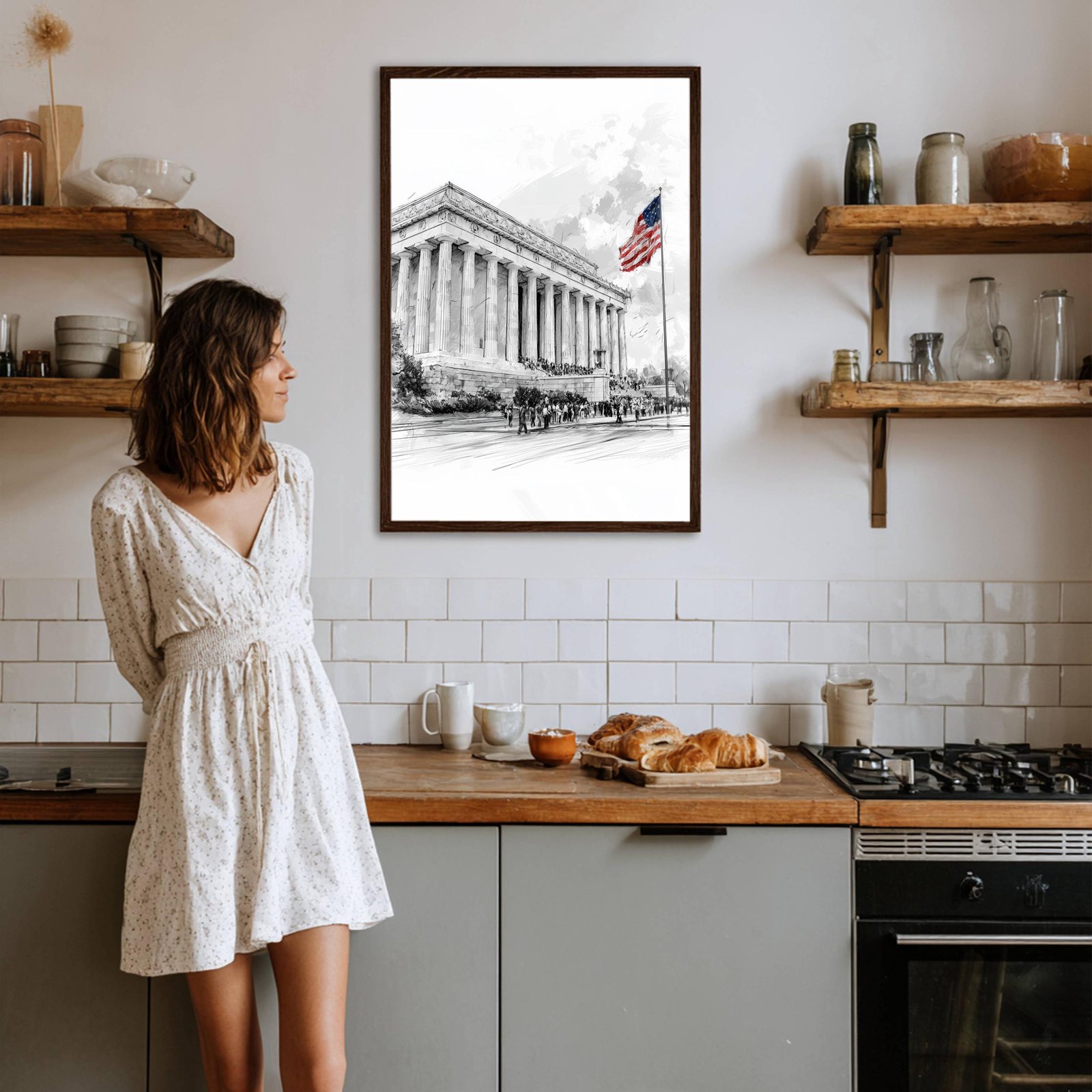 Lincoln Memorial Washington DC Pencil Sketch Print: USA Travel Art Poster - Image 5