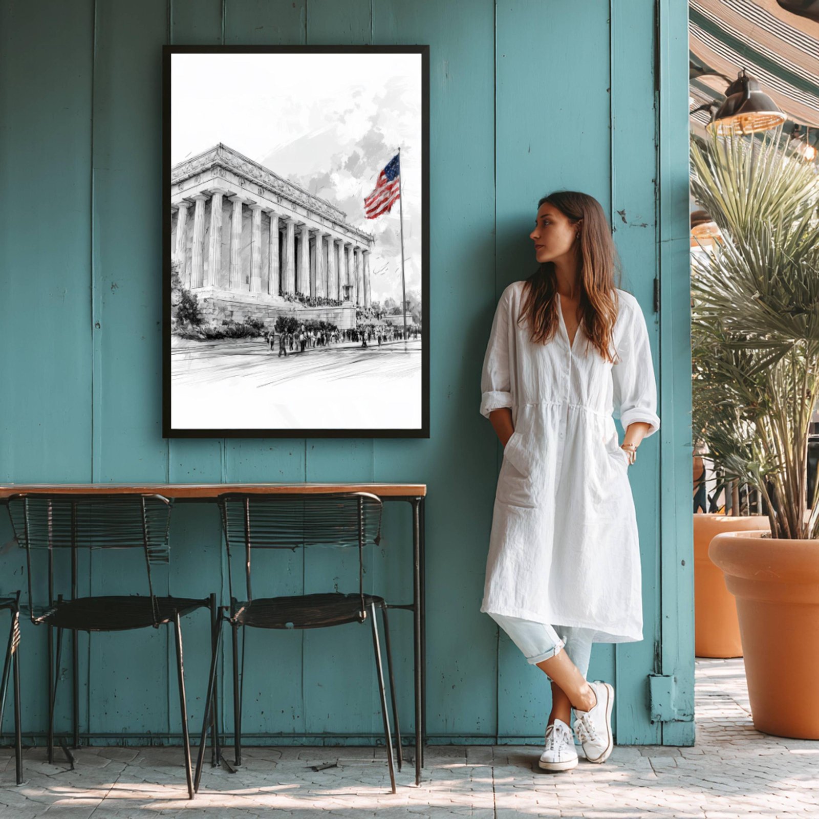 Lincoln Memorial Washington DC Pencil Sketch Print: USA Travel Art Poster - Image 7