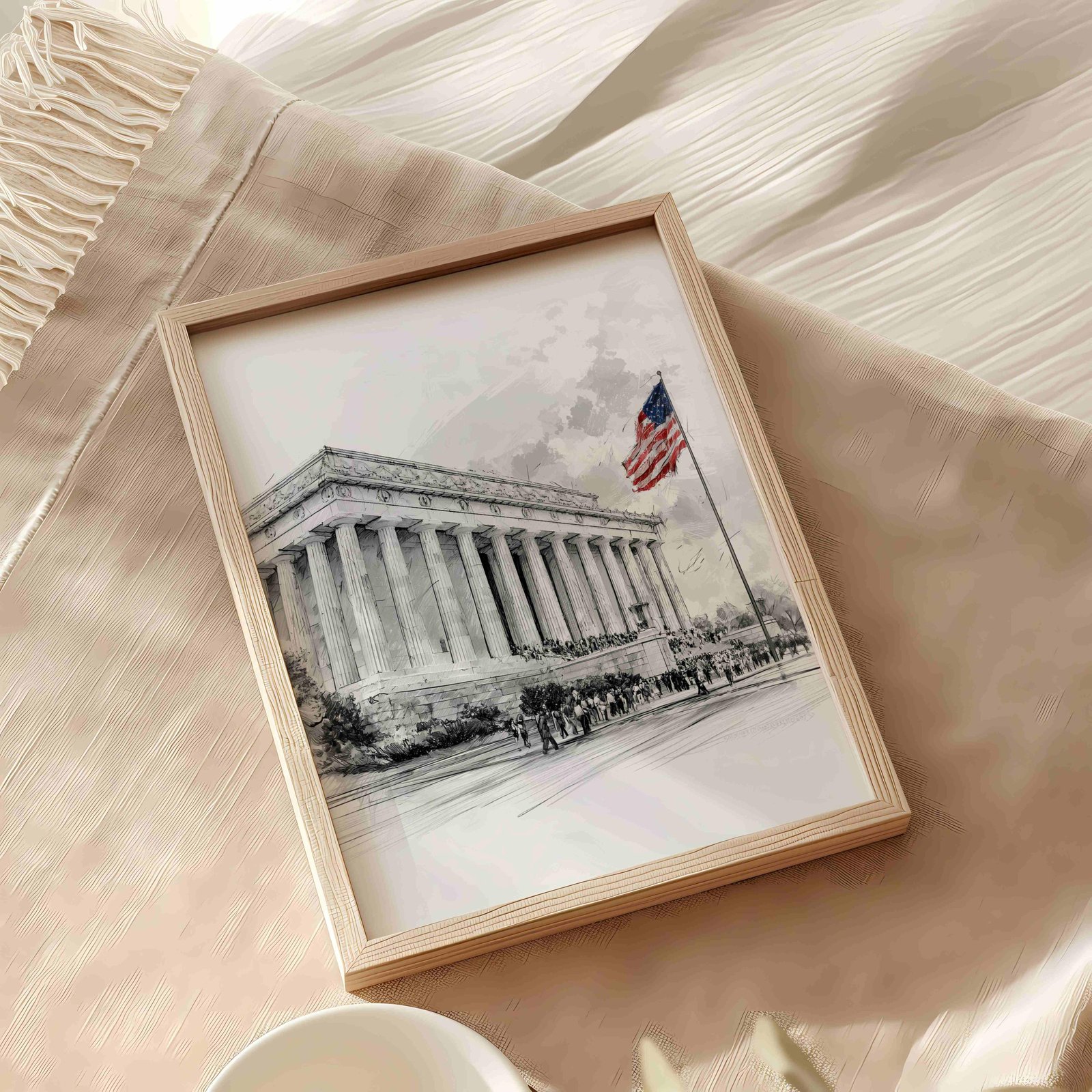 Lincoln Memorial Washington DC Pencil Sketch Print: USA Travel Art Poster - Image 8