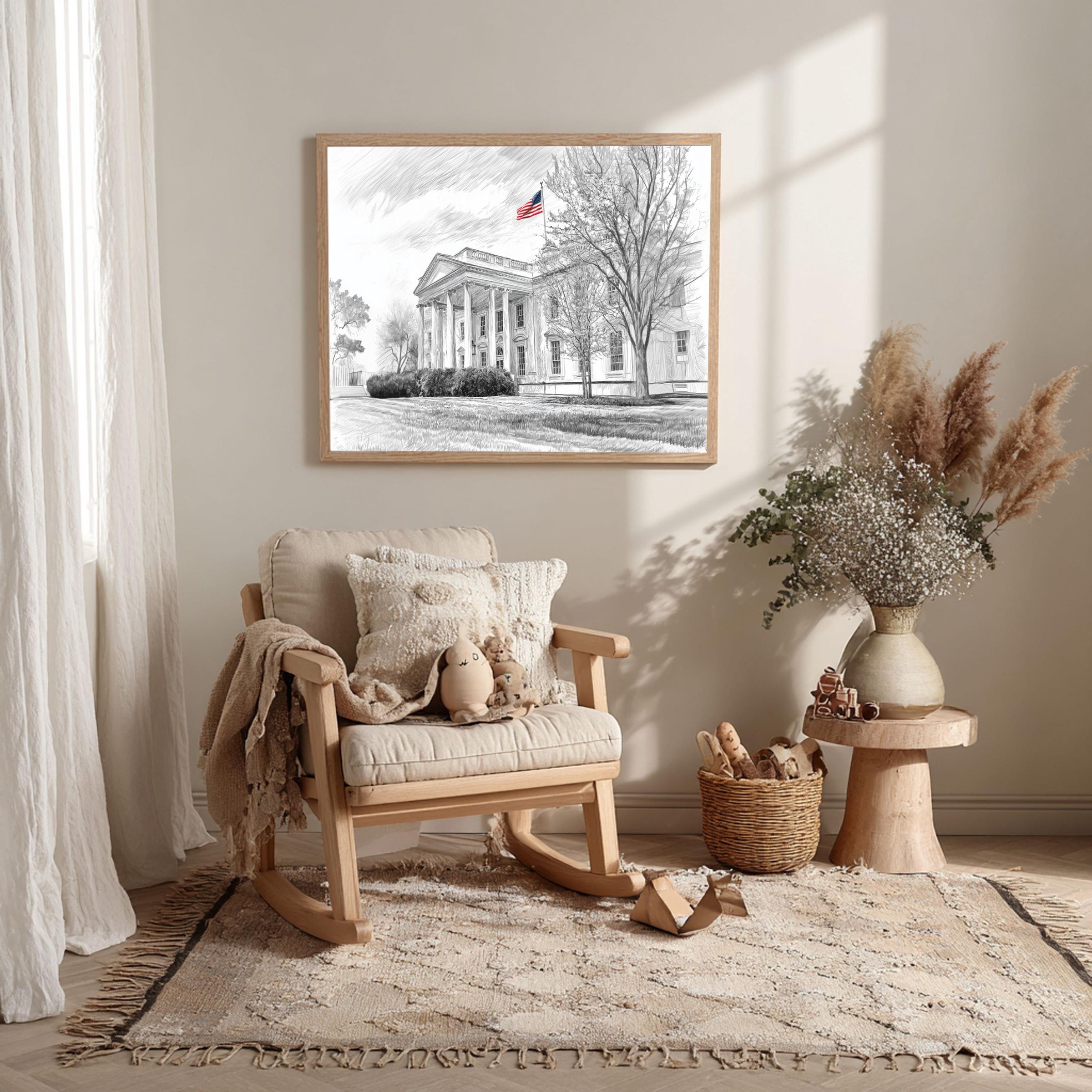 White House Washington DC Pencil Sketch Print: USA Travel Art Poster - Image 10