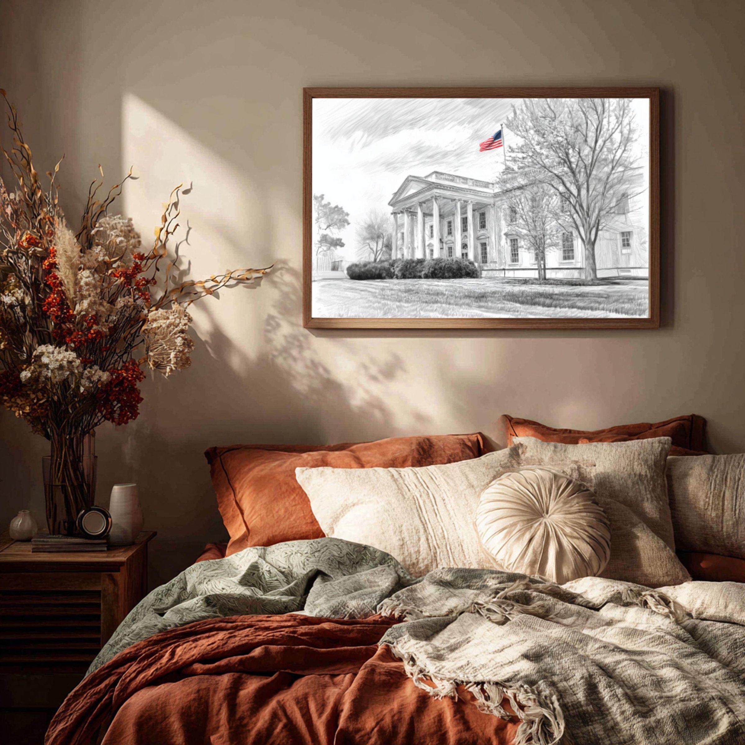 White House Washington DC Pencil Sketch Print: USA Travel Art Poster - Image 3