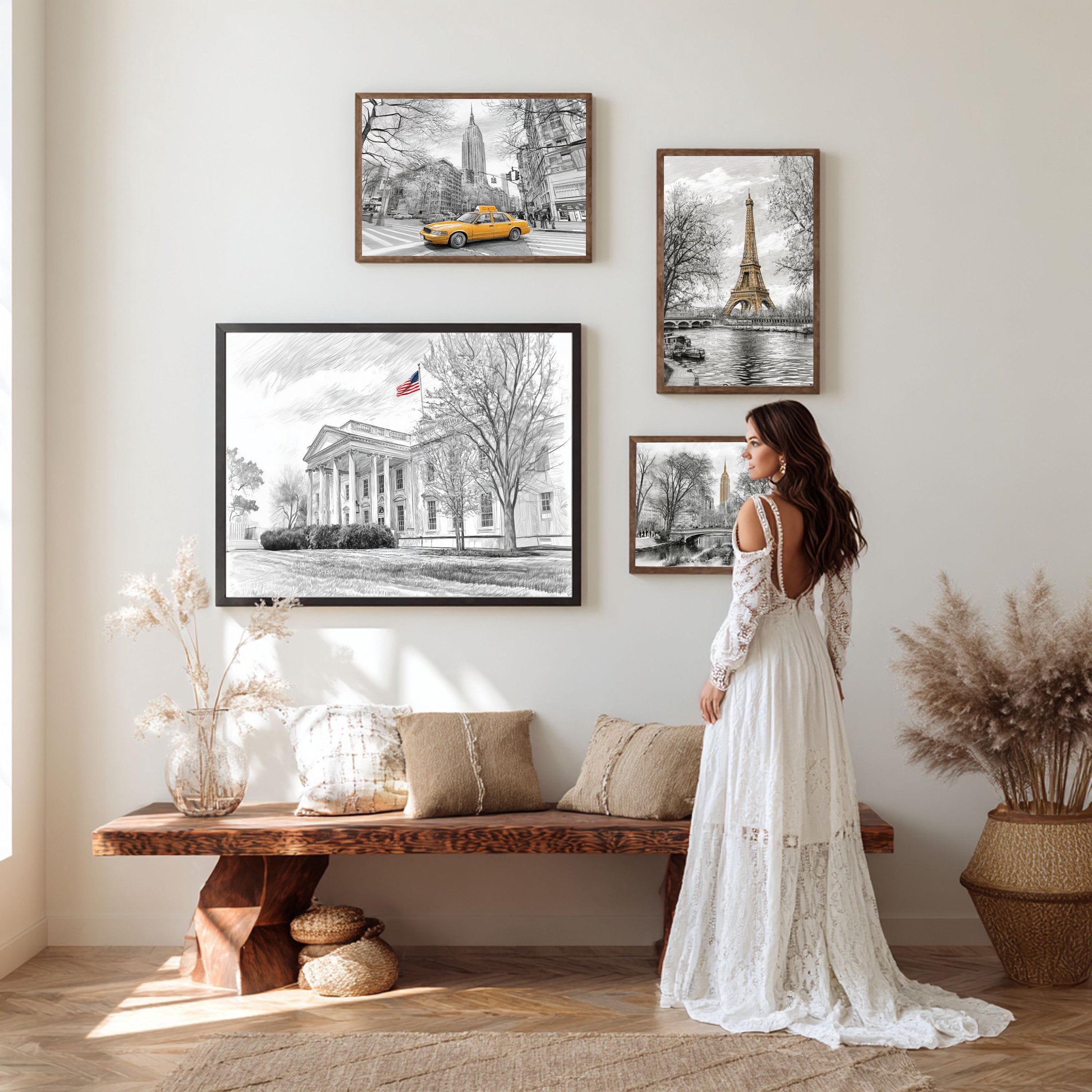 White House Washington DC Pencil Sketch Print: USA Travel Art Poster - Image 4