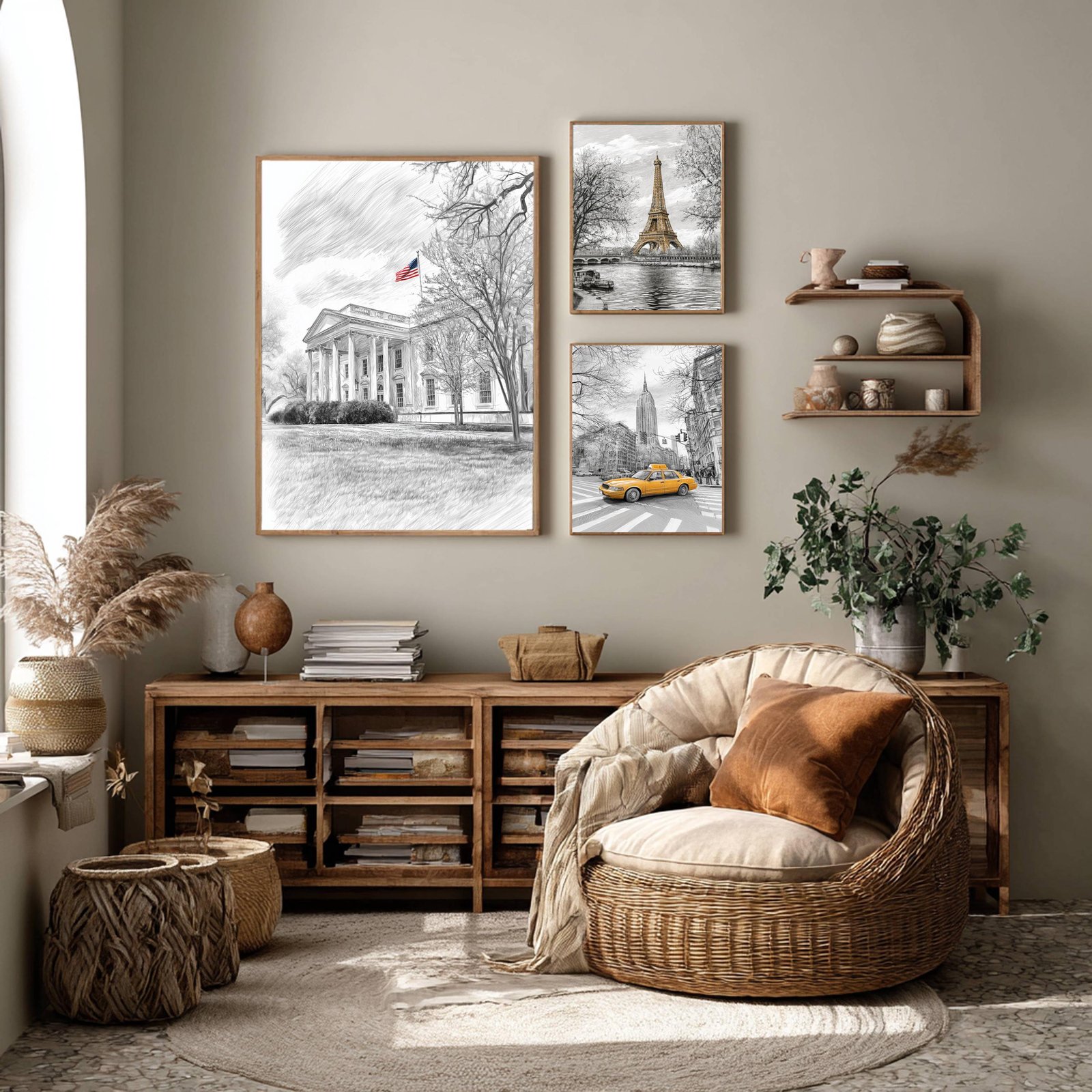 White House Washington DC Pencil Sketch Print: USA Travel Art Poster - Image 10