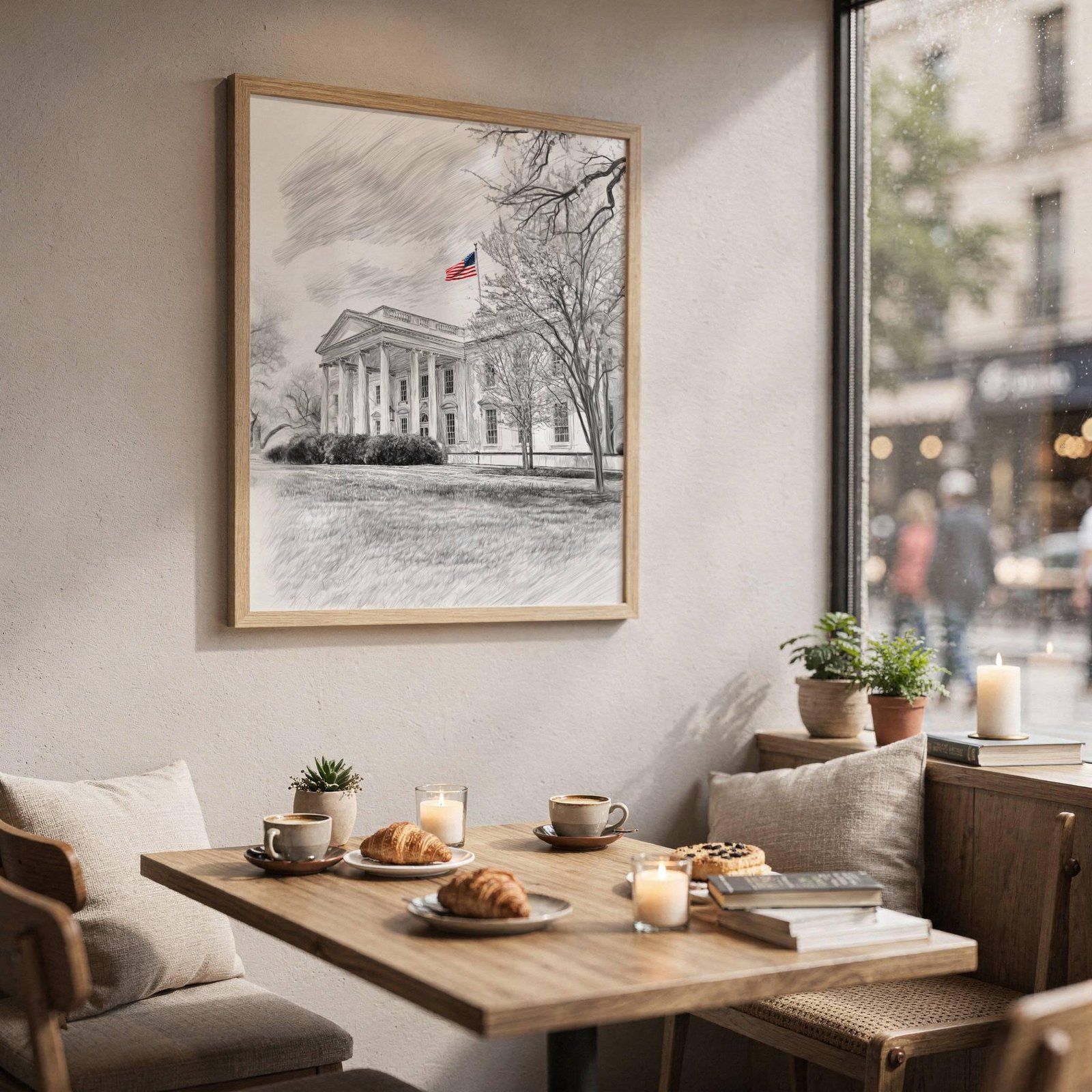 White House Washington DC Pencil Sketch Print: USA Travel Art Poster - Image 3