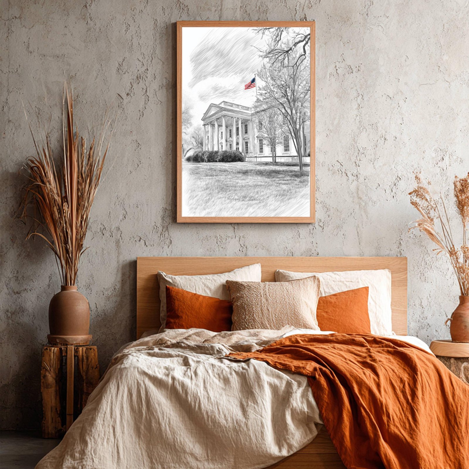 White House Washington DC Pencil Sketch Print: USA Travel Art Poster - Image 4