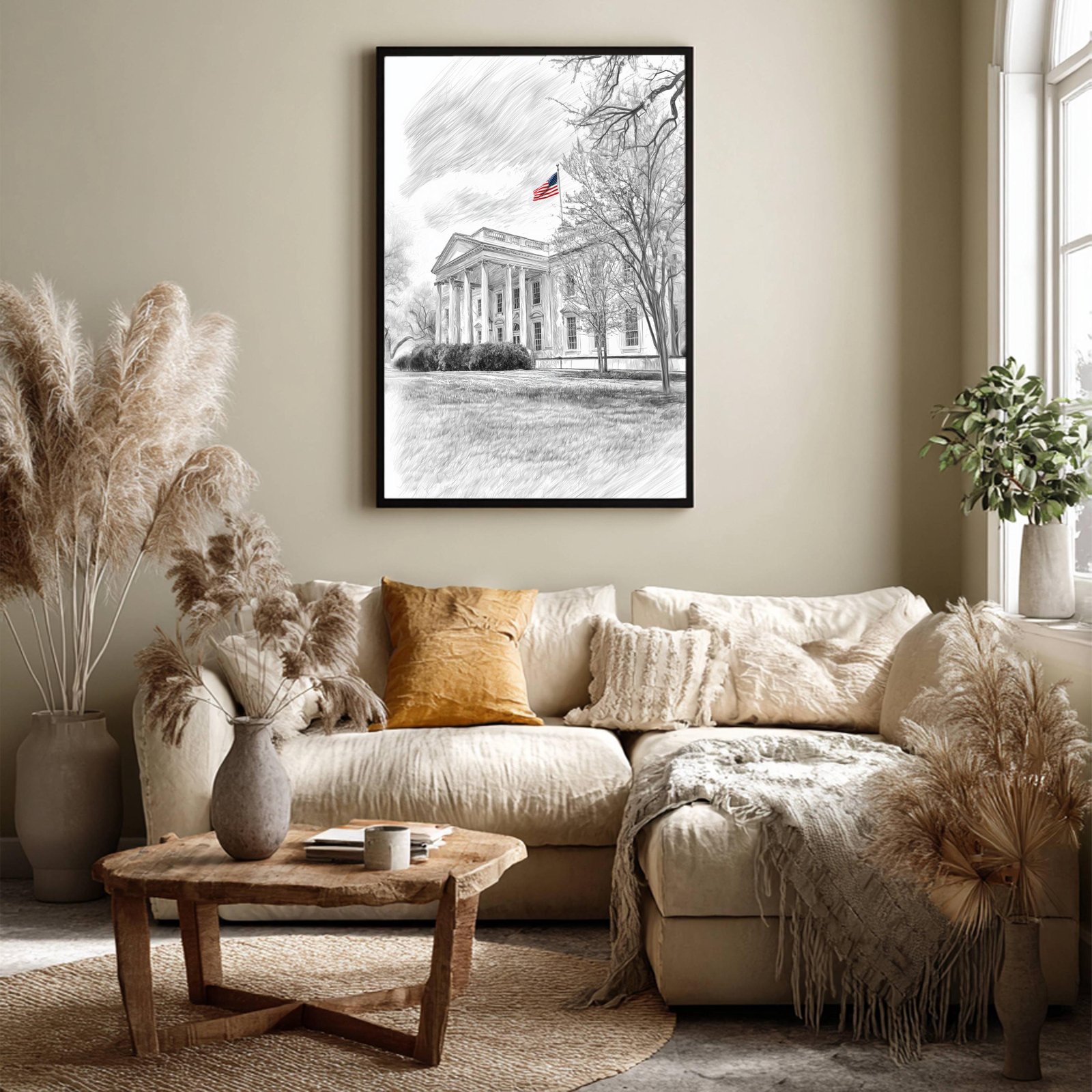 White House Washington DC Pencil Sketch Print: USA Travel Art Poster - Image 6