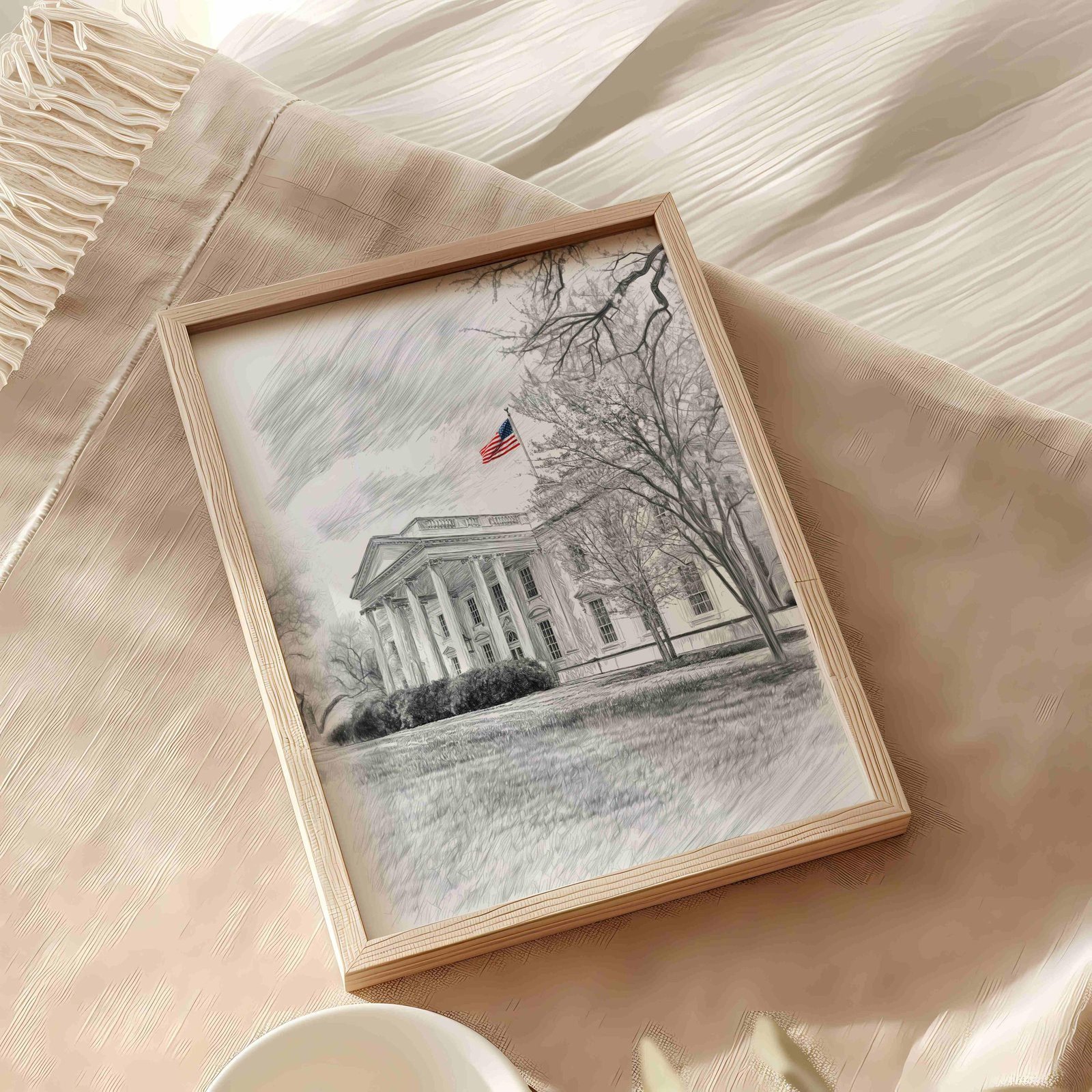 White House Washington DC Pencil Sketch Print: USA Travel Art Poster - Image 8
