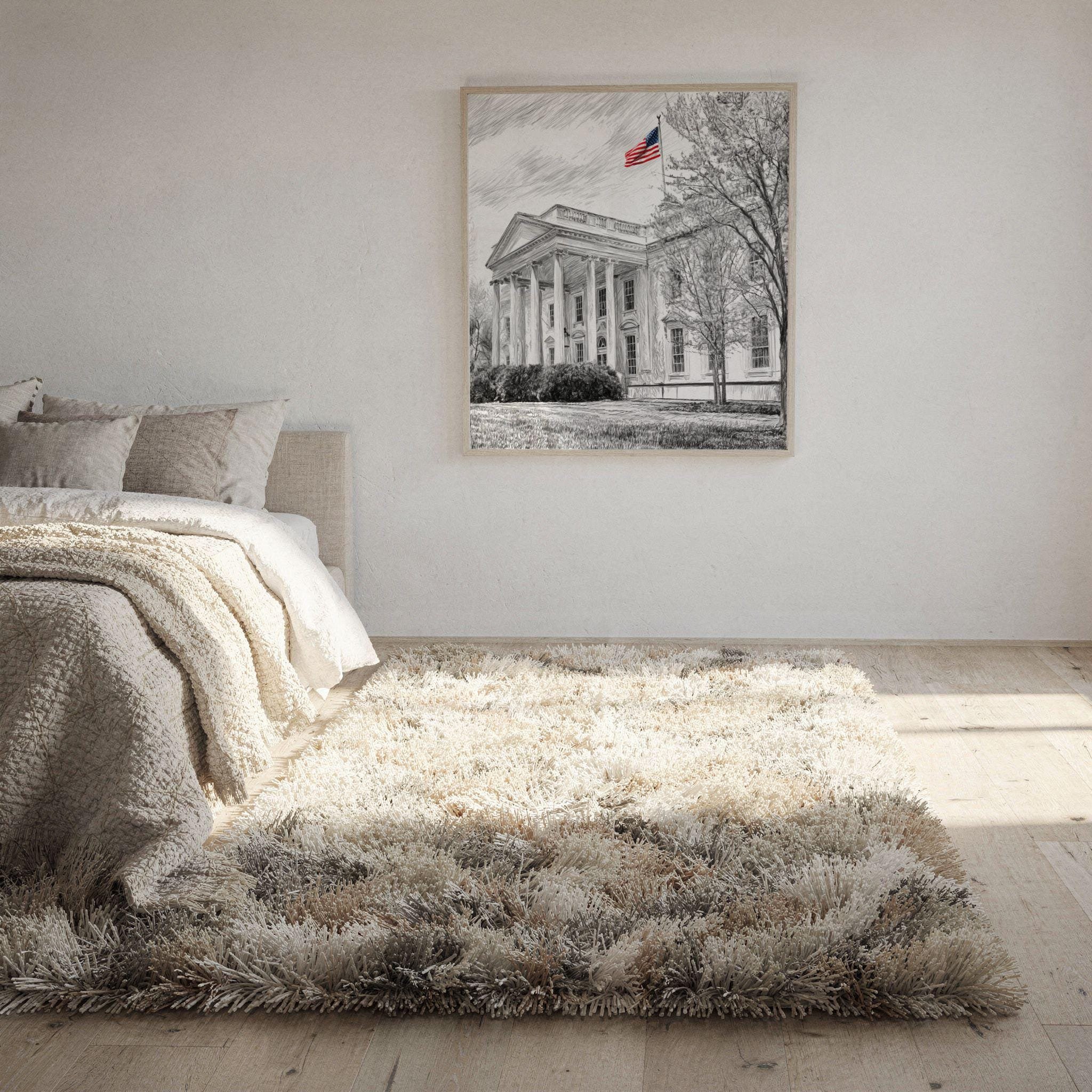 White House Washington DC Pencil Sketch Print: USA Travel Art Poster Square - Image 10