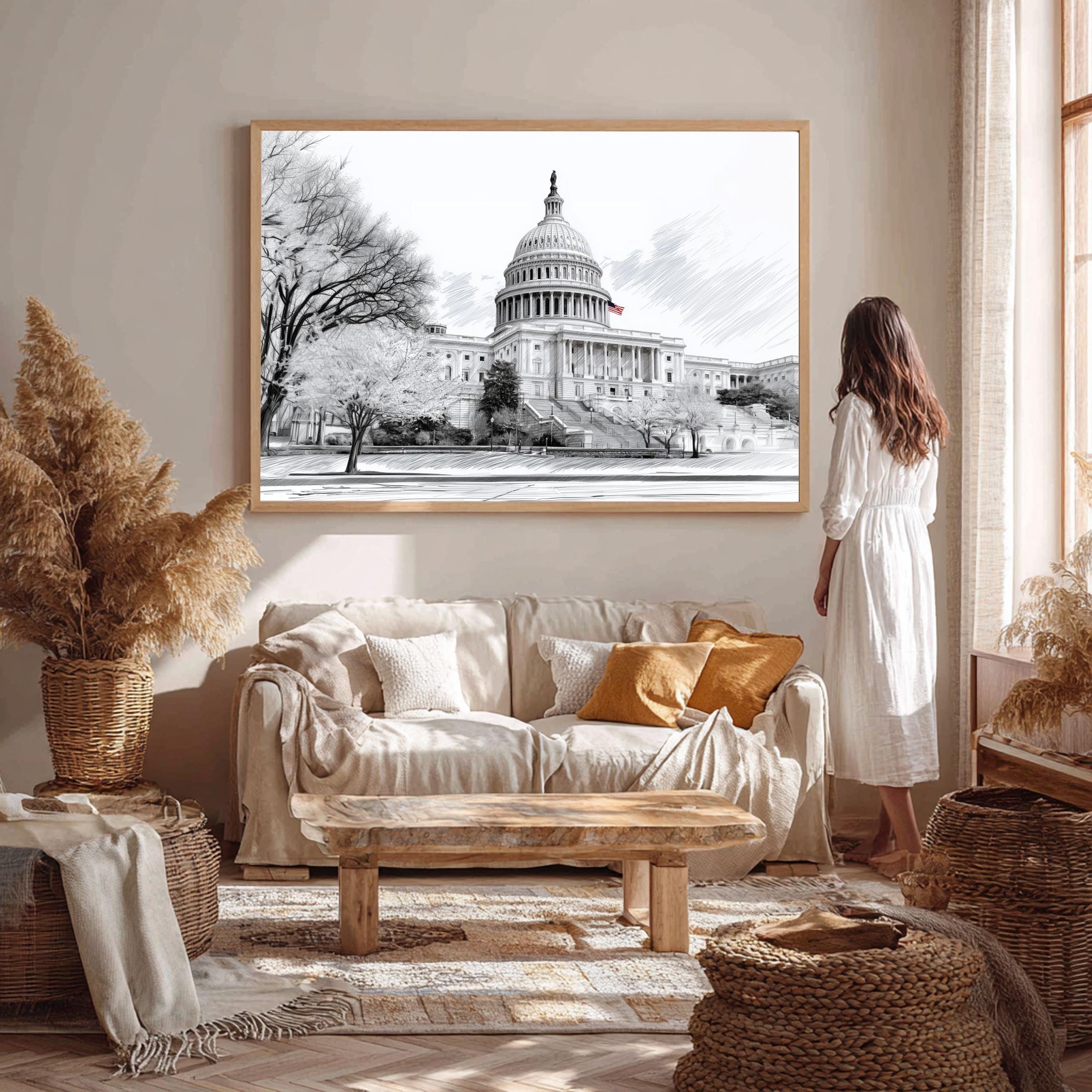 US Capitol Washington DC Pencil Sketch Print: USA Travel Art Poster - Image 5