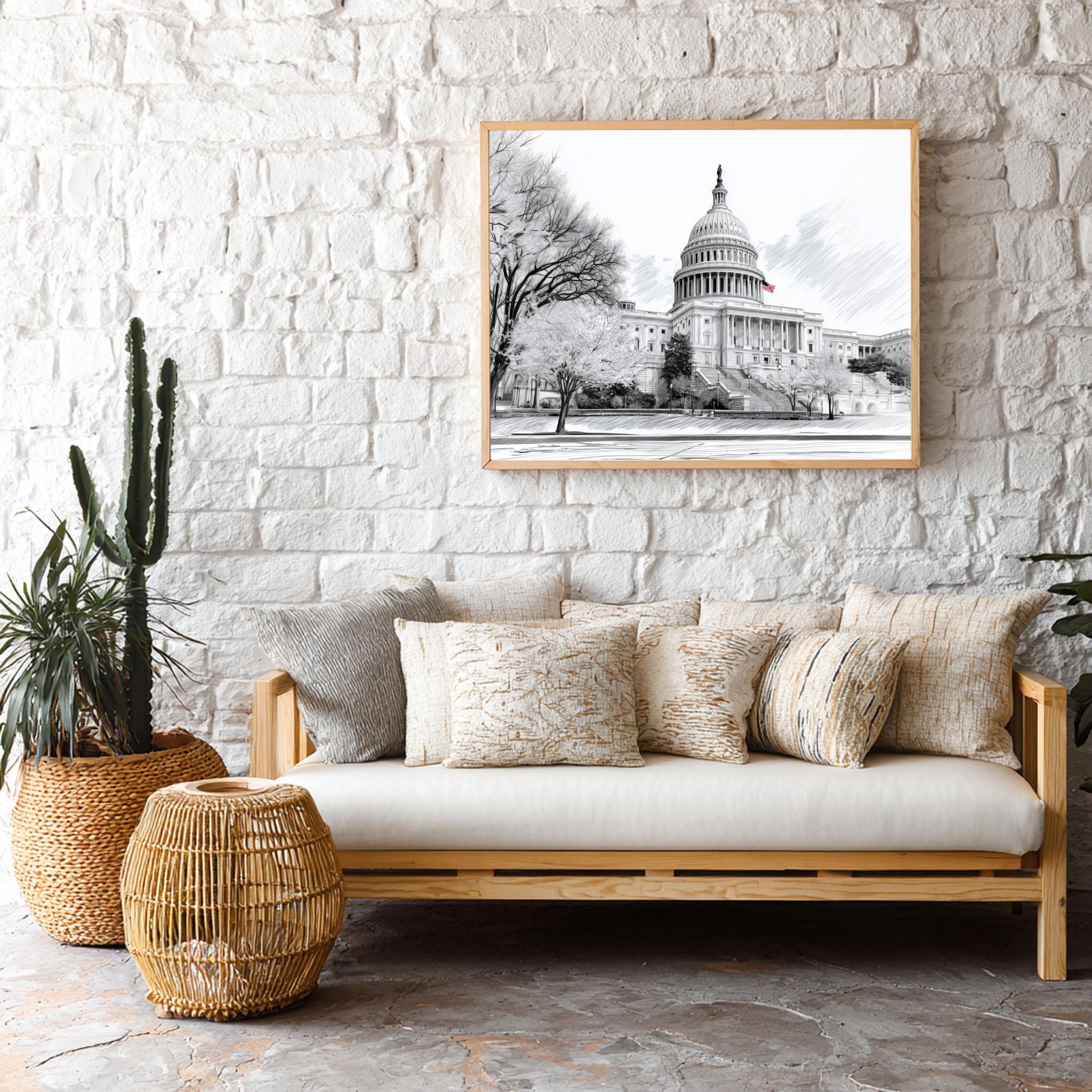 US Capitol Washington DC Pencil Sketch Print: USA Travel Art Poster - Image 9