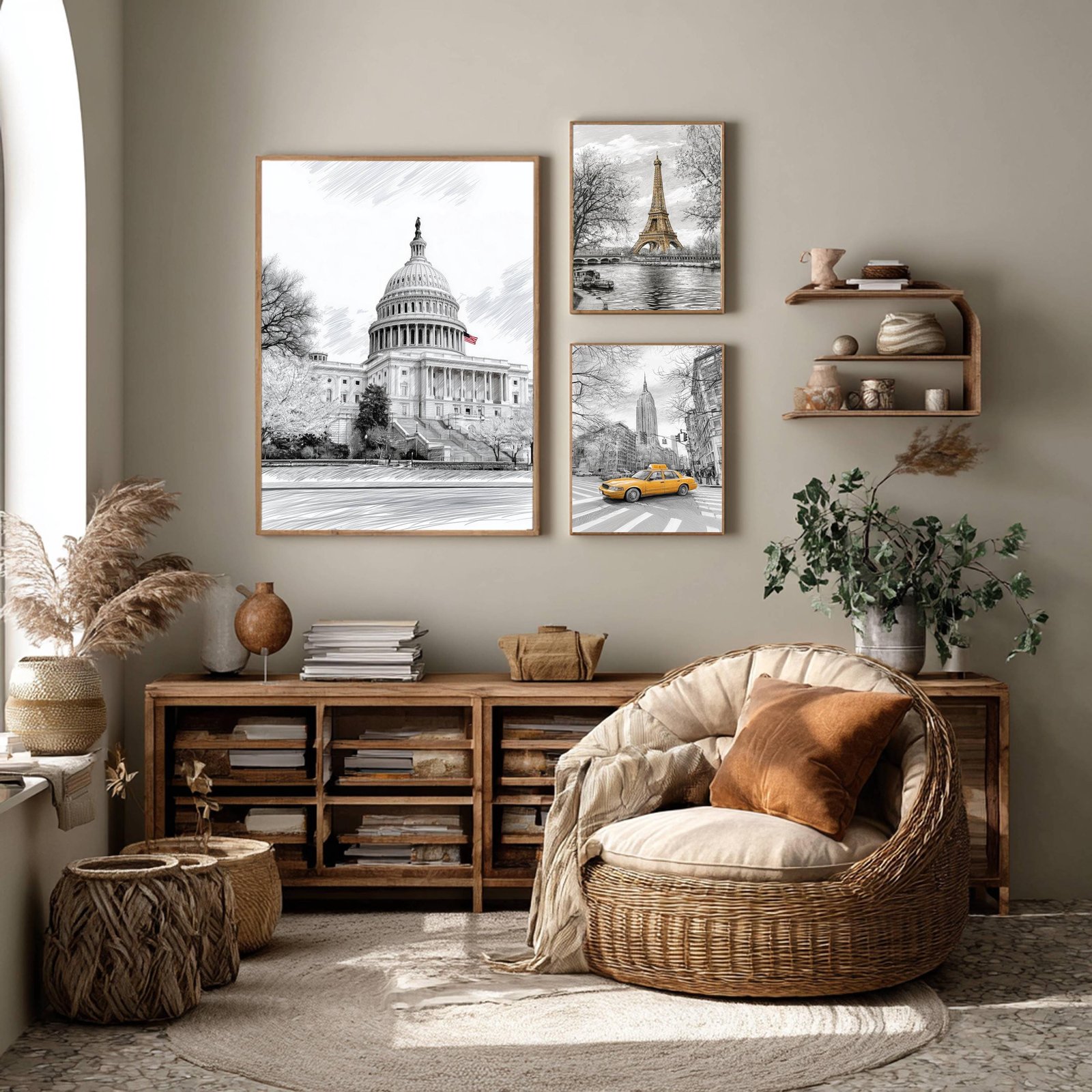 US Capitol Washington DC Pencil Sketch Print: USA Travel Art Poster - Image 10
