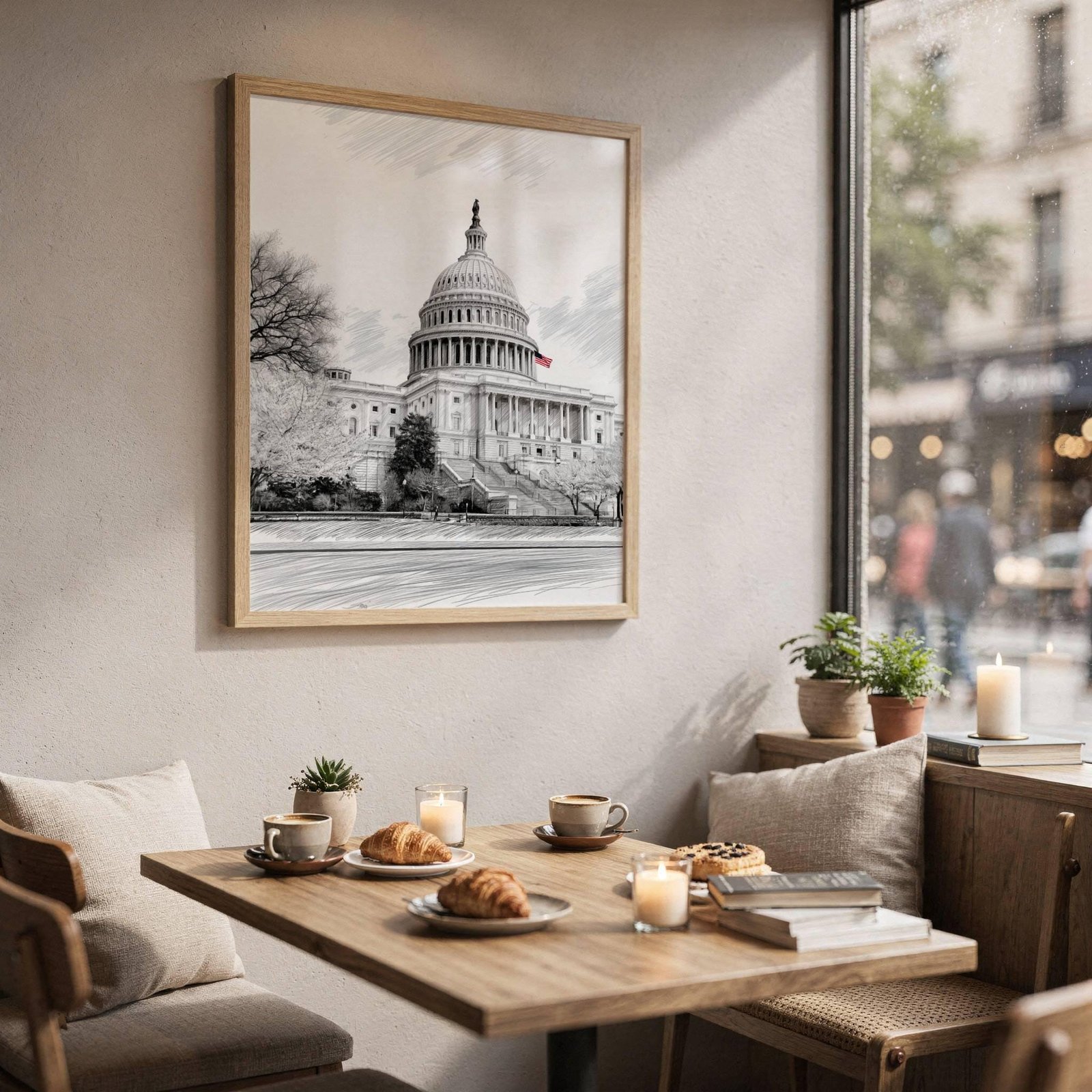 US Capitol Washington DC Pencil Sketch Print: USA Travel Art Poster - Image 3