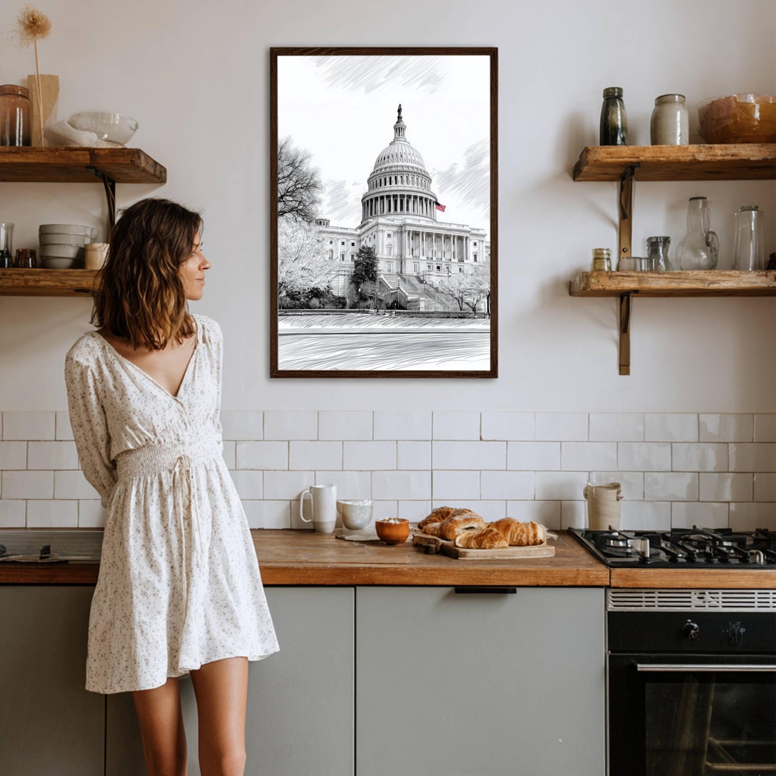 US Capitol Washington DC Pencil Sketch Print: USA Travel Art Poster - Image 5