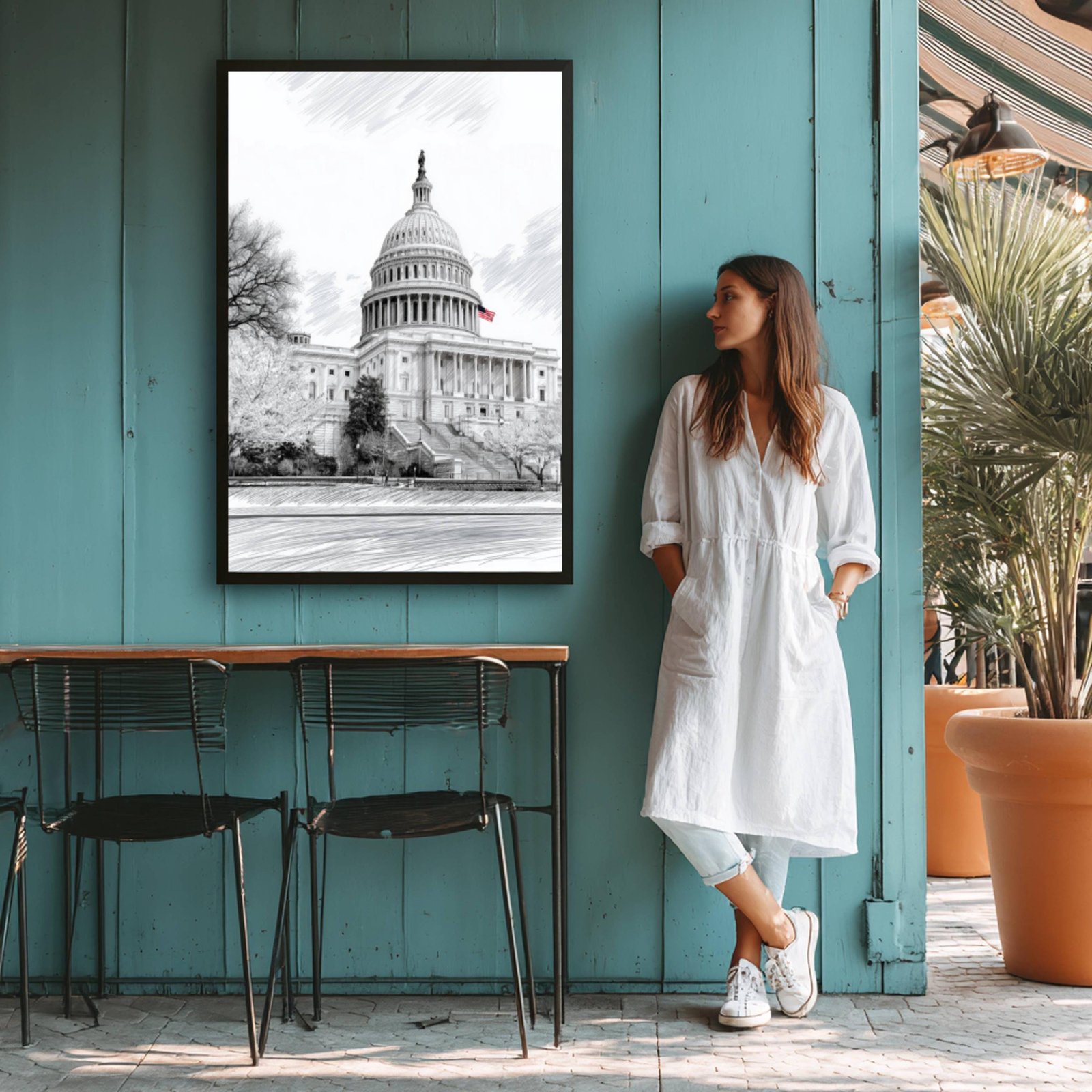 US Capitol Washington DC Pencil Sketch Print: USA Travel Art Poster - Image 7