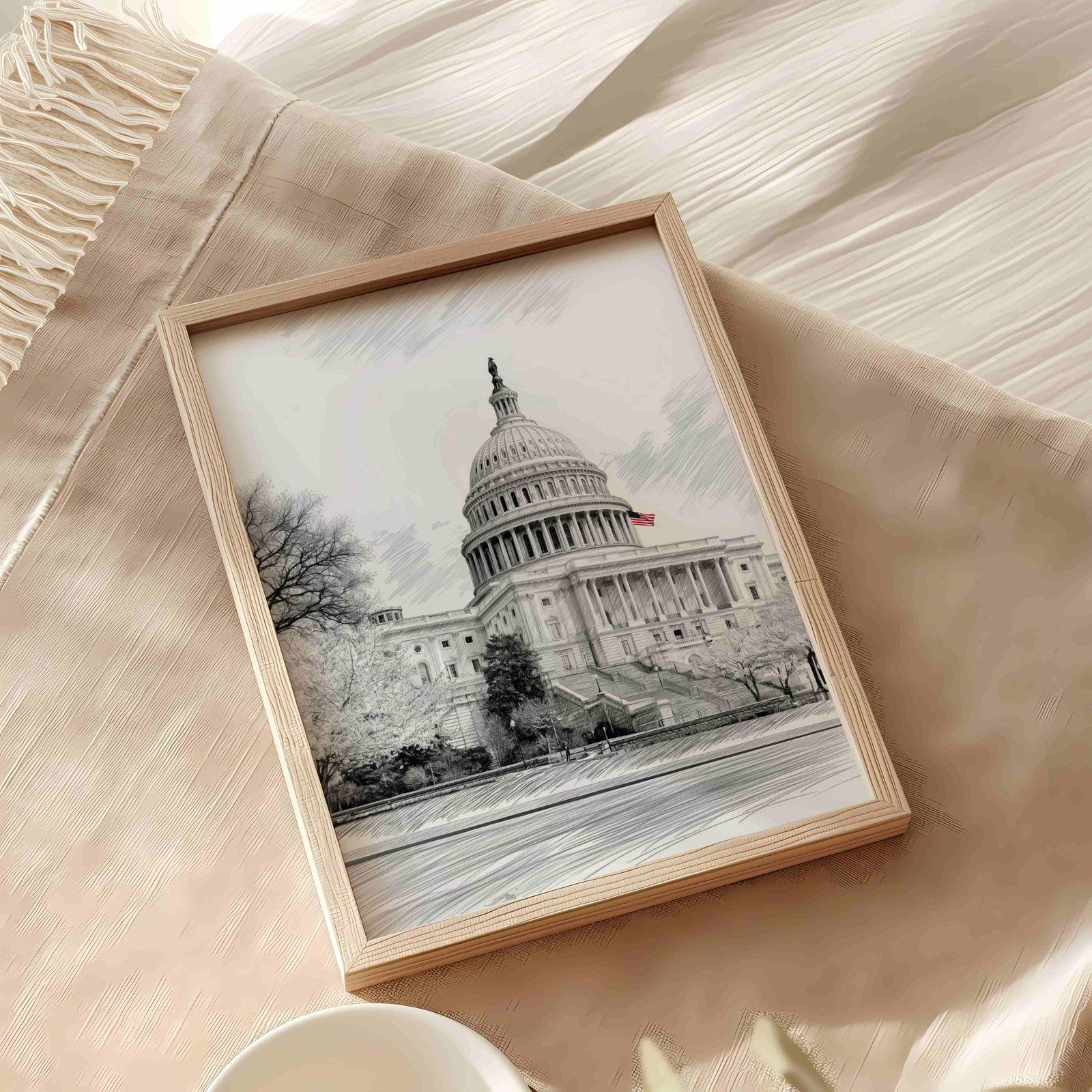 US Capitol Washington DC Pencil Sketch Print: USA Travel Art Poster - Image 8
