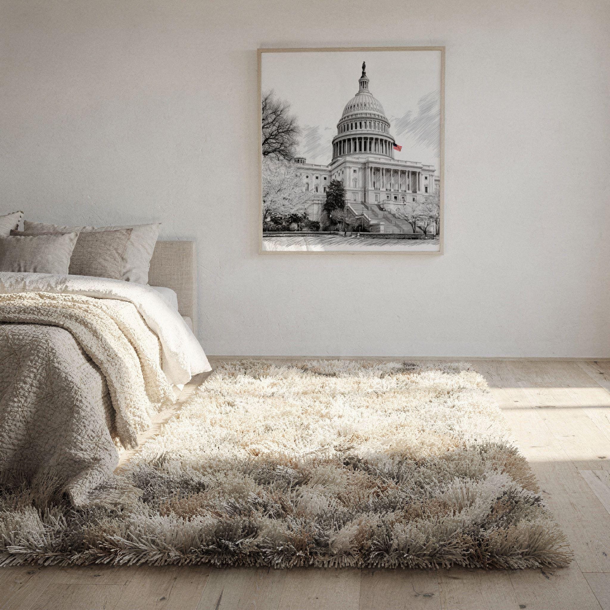 US Capitol Washington DC USA Pencil Sketch Print: Square Travel Art Poster - Image 10