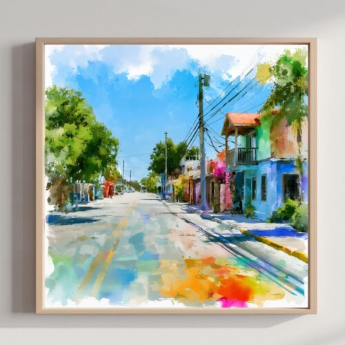 Key Largo Florida USA Watercolor Print: USA Travel Art Poster Square