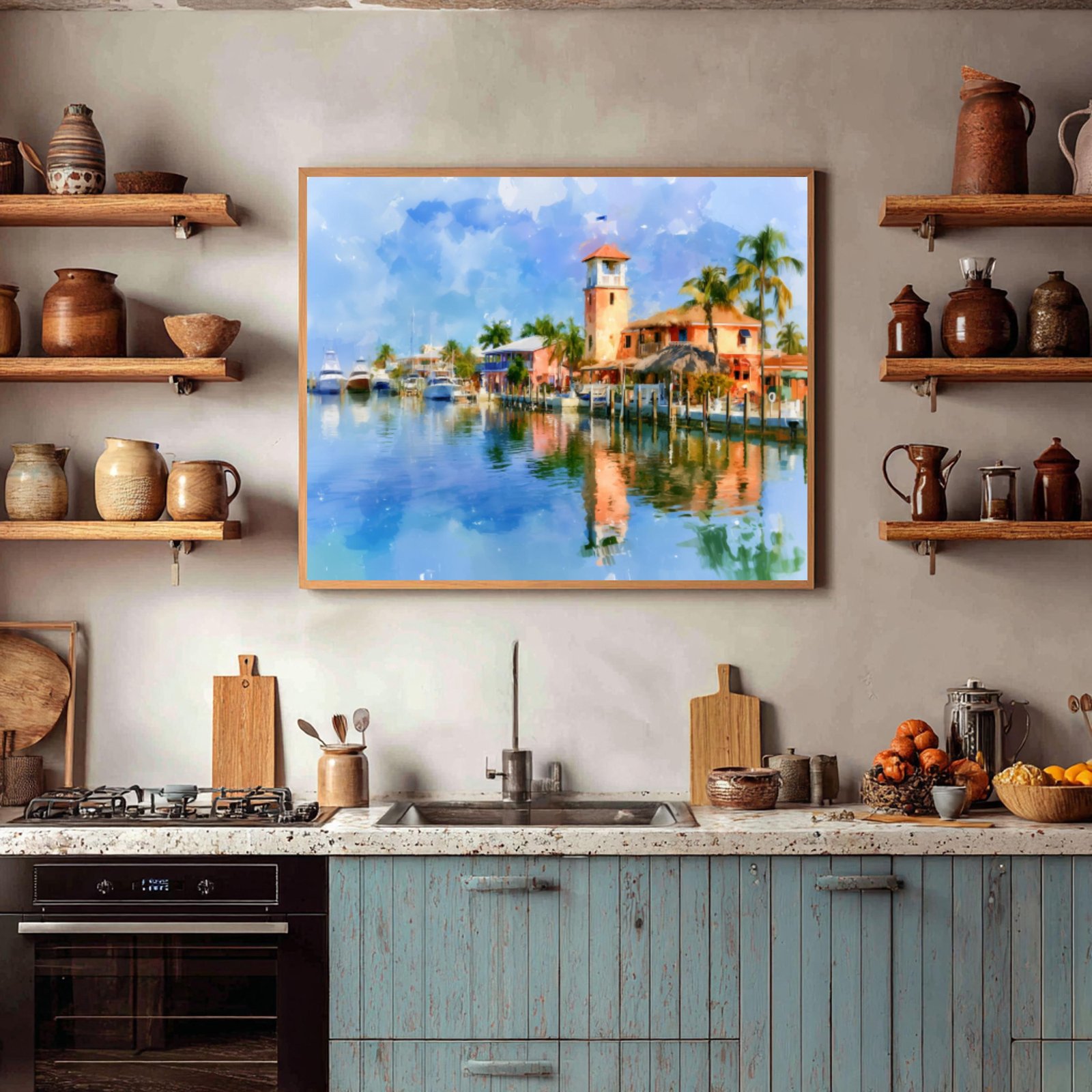 Key Largo Quayside Florida USA Watercolor Print: USA Travel Art Poster - Image 7