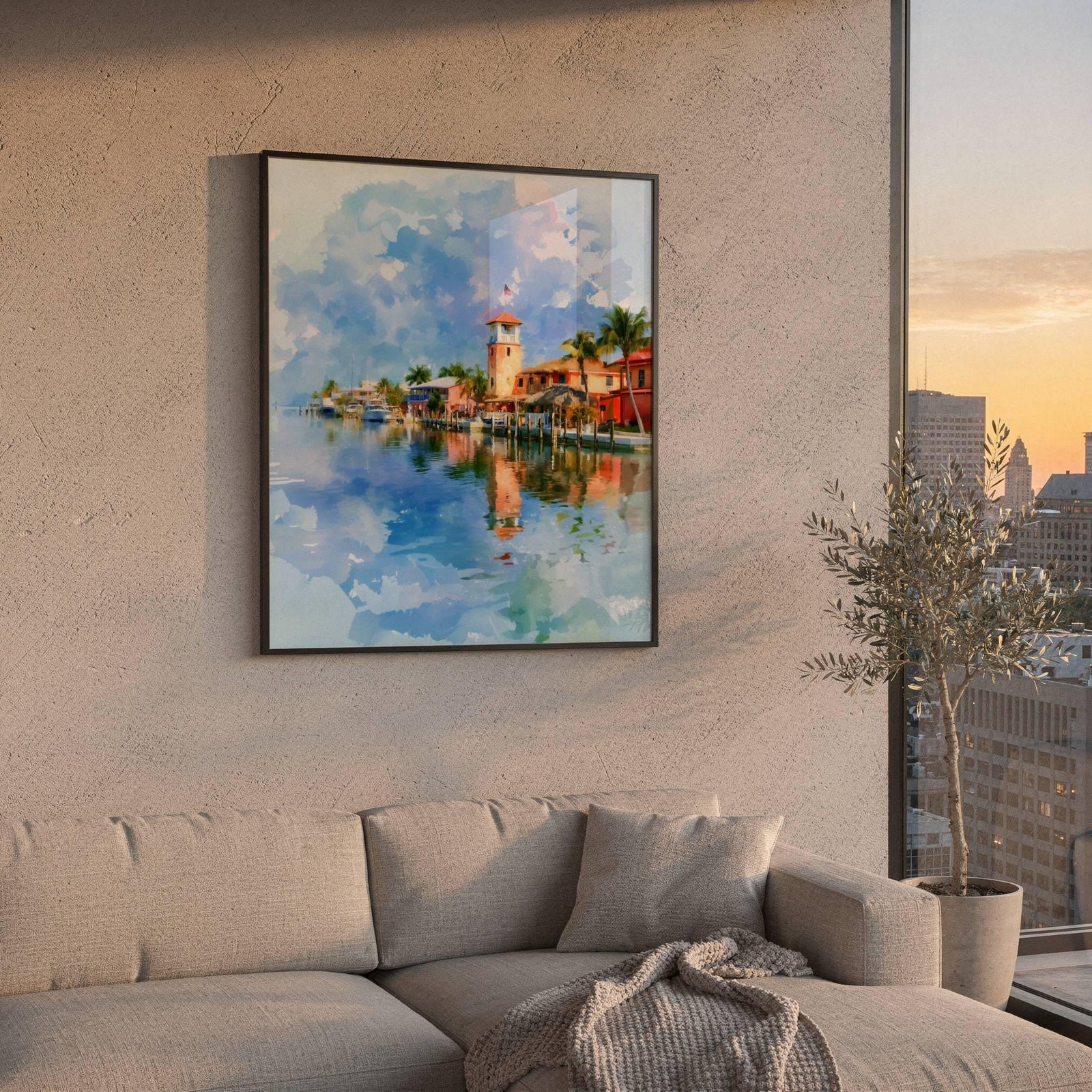 Key Largo Quayside Florida USA Watercolor Print: USA Travel Art Poster - Image 2