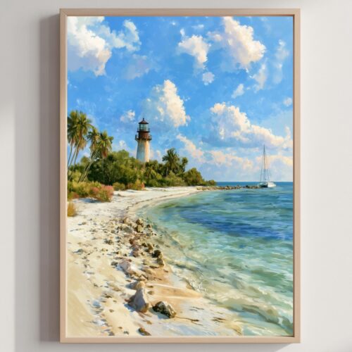 Lovers Key Florida USA Watercolor Print: USA Travel Art Poster