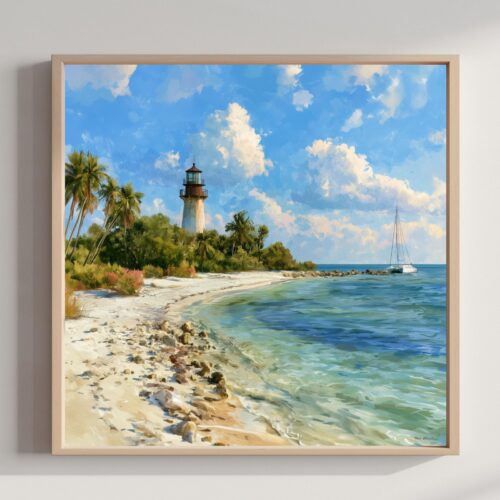 Lovers Key Florida USA Watercolor Print: Travel Art Poster Square