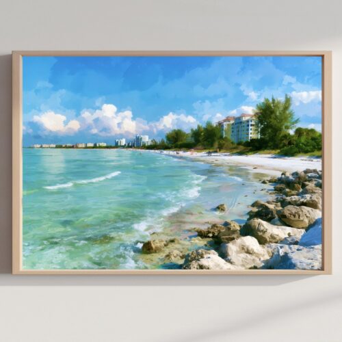 Siesta Key Florida Keys Florida Watercolor Print: USA Travel Art Poster