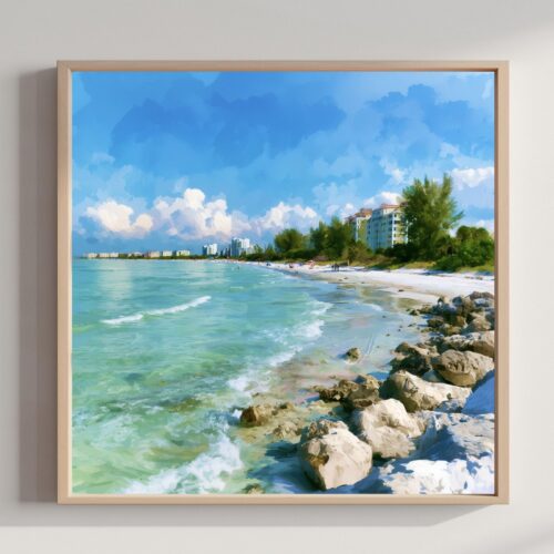 Siesta Key Florida Keys Florida Watercolor Print: Square USA Travel Art Poster