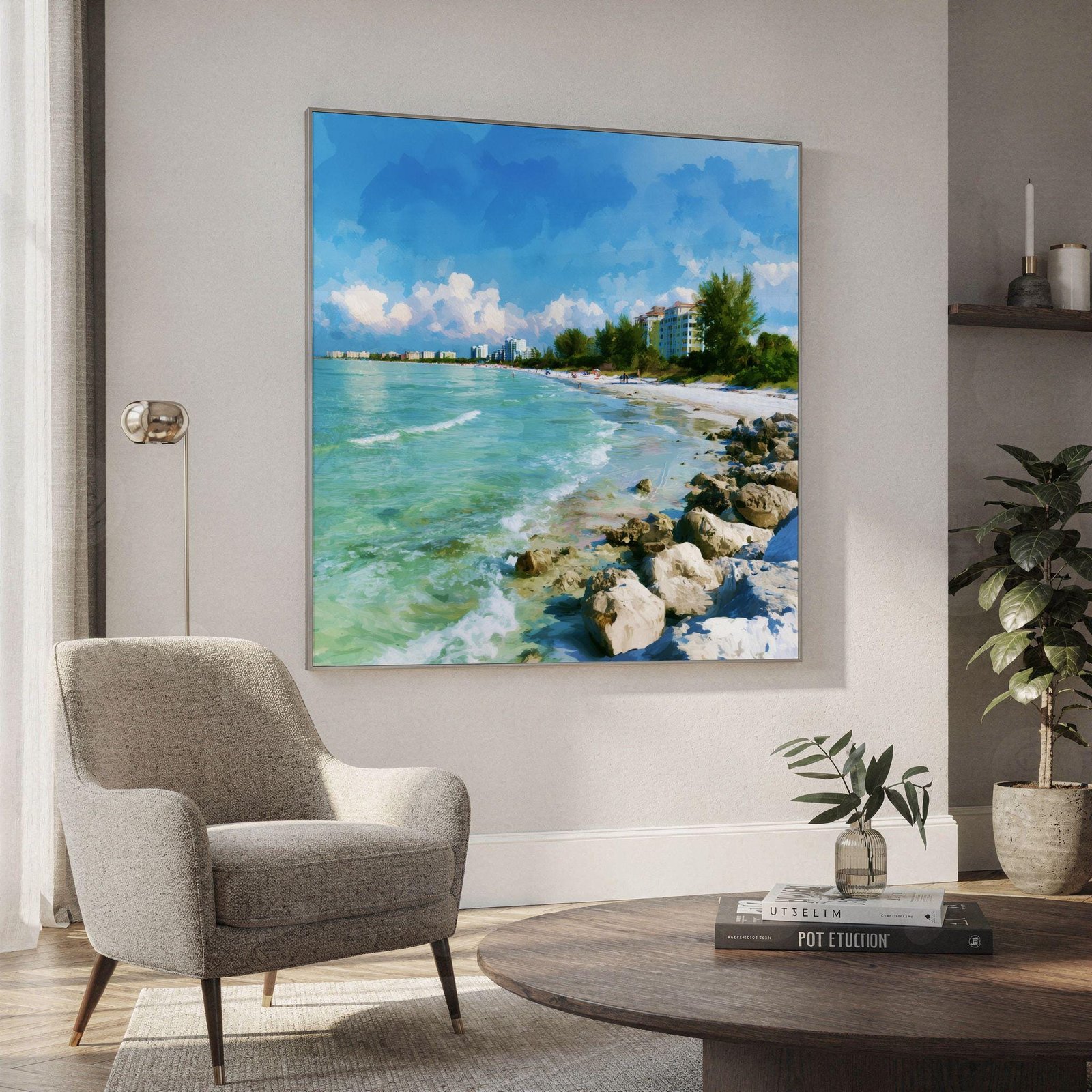 Siesta Key Florida Keys Florida Watercolor Print: Square USA Travel Art Poster - Image 2