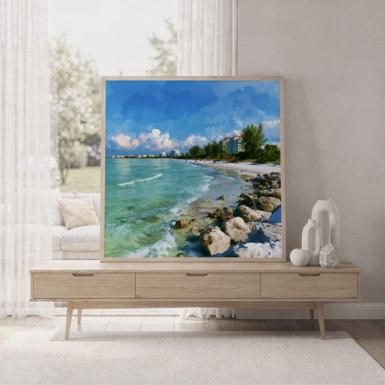 Siesta Key Florida Keys Florida Watercolor Print: Square USA Travel Art Poster - Image 7