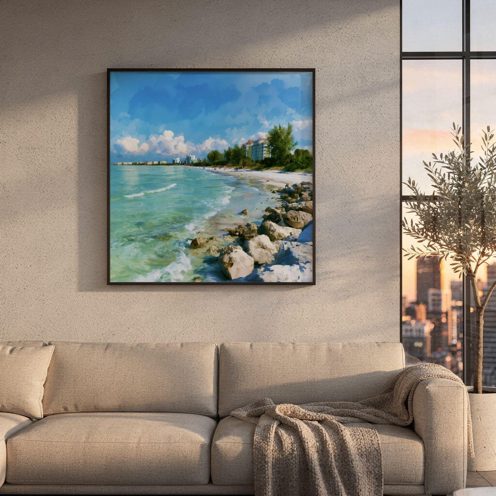 Siesta Key Florida Keys Florida Watercolor Print: Square USA Travel Art Poster - Image 8