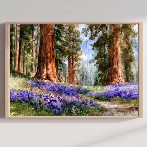 Sequoia National Park Watercolor Print: USA Travel Art Poster