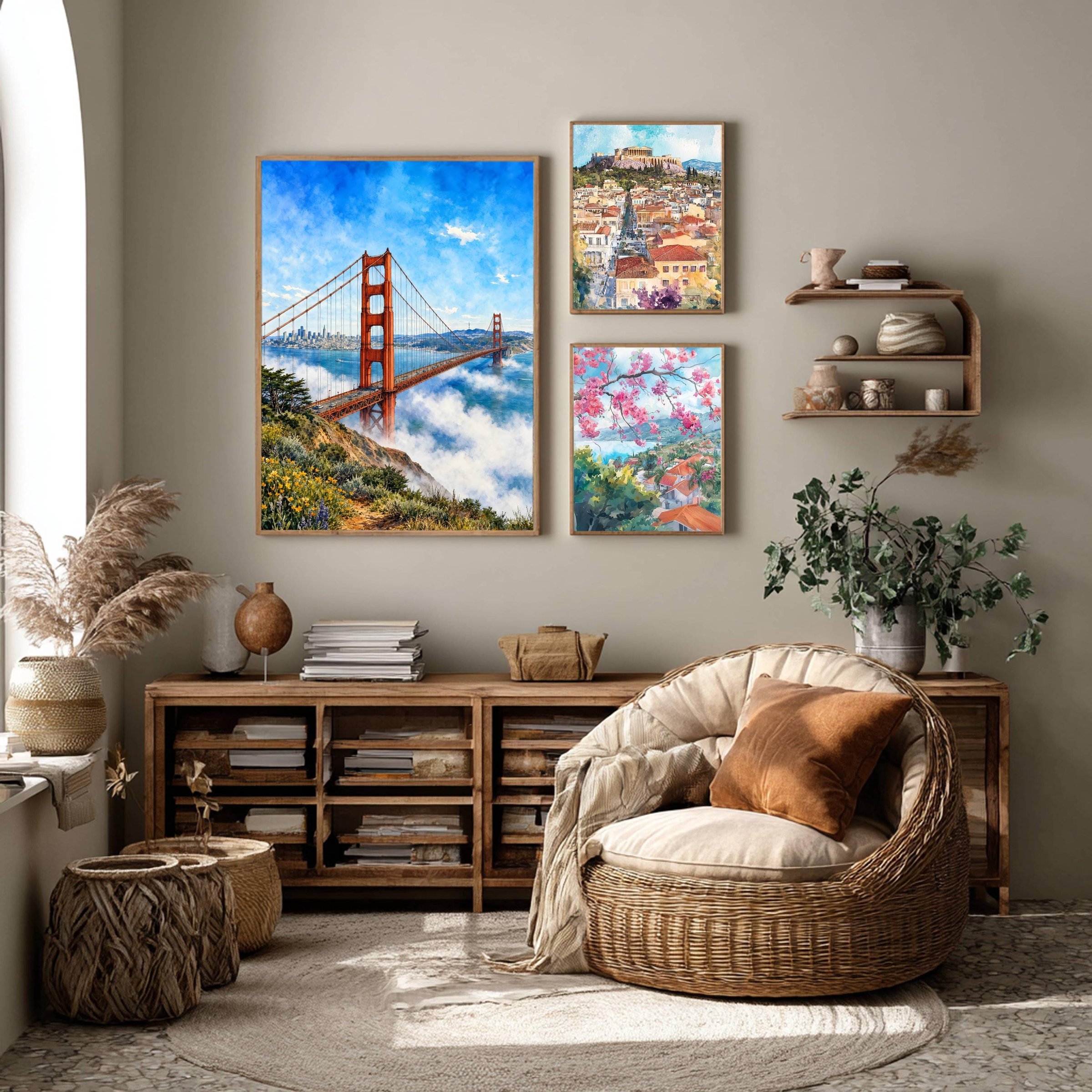 San Francisco Golden Gate Bridge California Watercolor Print: USA Travel Art Poster - Image 10