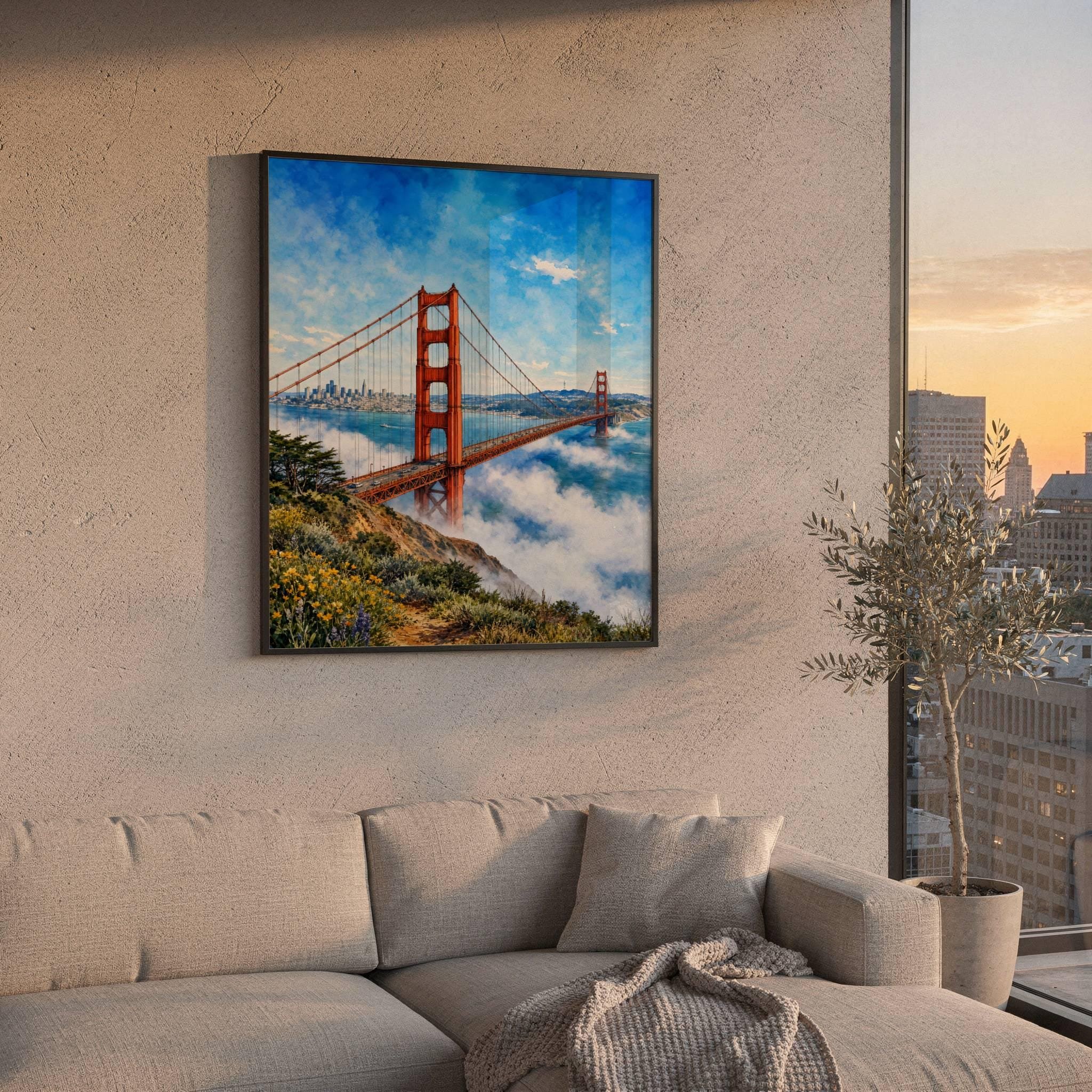 San Francisco Golden Gate Bridge California Watercolor Print: USA Travel Art Poster - Image 2