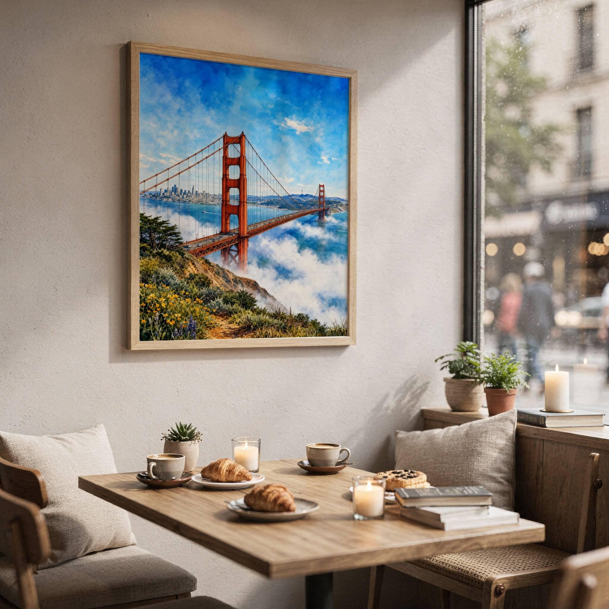 San Francisco Golden Gate Bridge California Watercolor Print: USA Travel Art Poster - Image 3