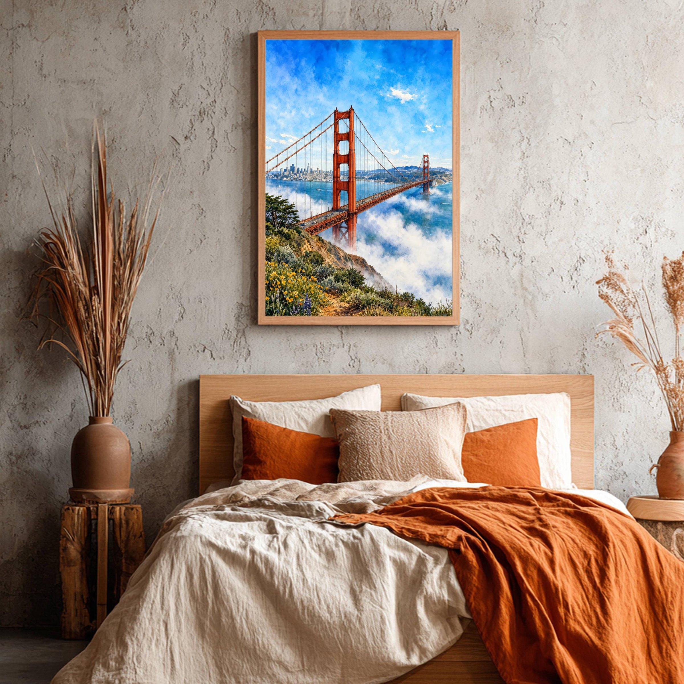 San Francisco Golden Gate Bridge California Watercolor Print: USA Travel Art Poster - Image 4