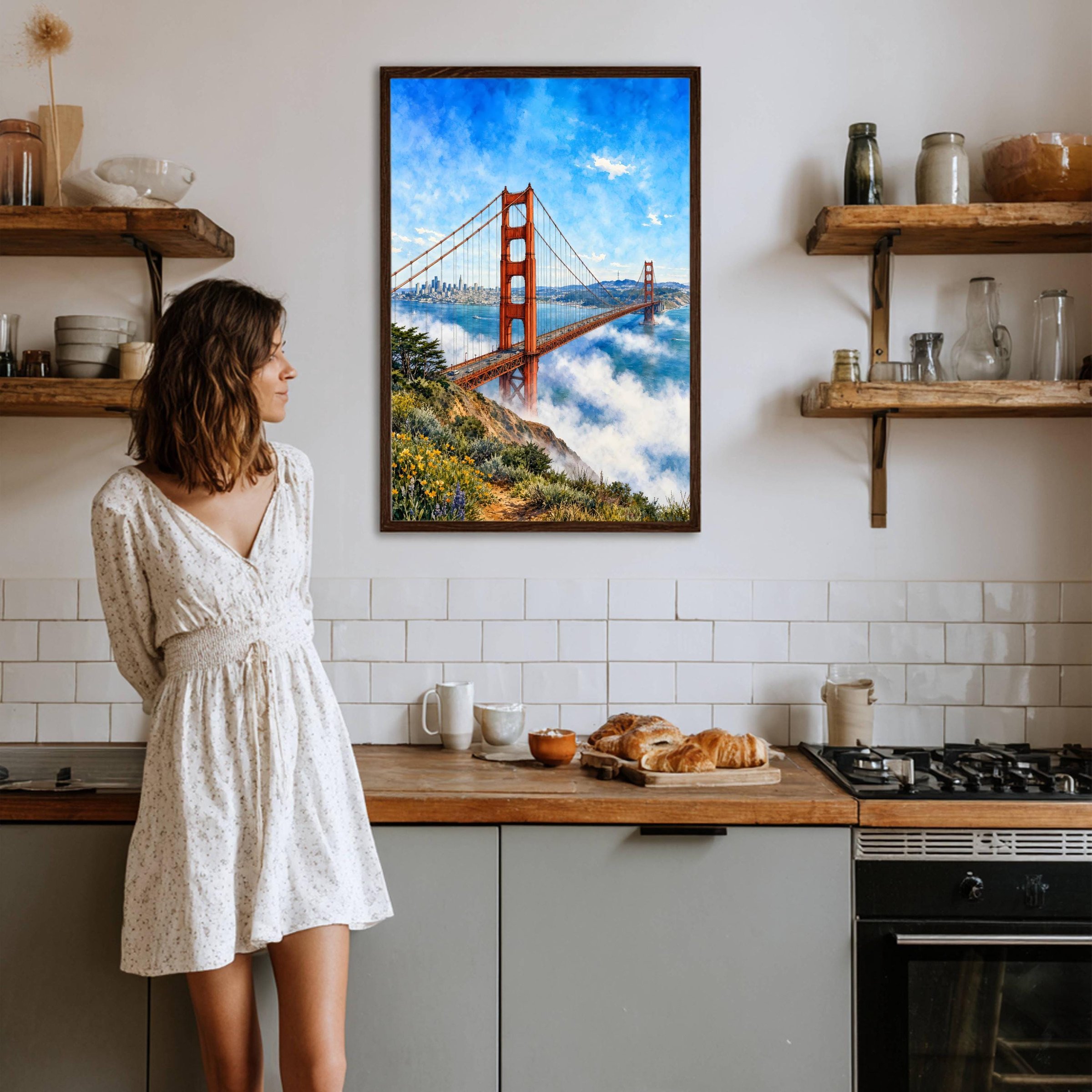 San Francisco Golden Gate Bridge California Watercolor Print: USA Travel Art Poster - Image 5