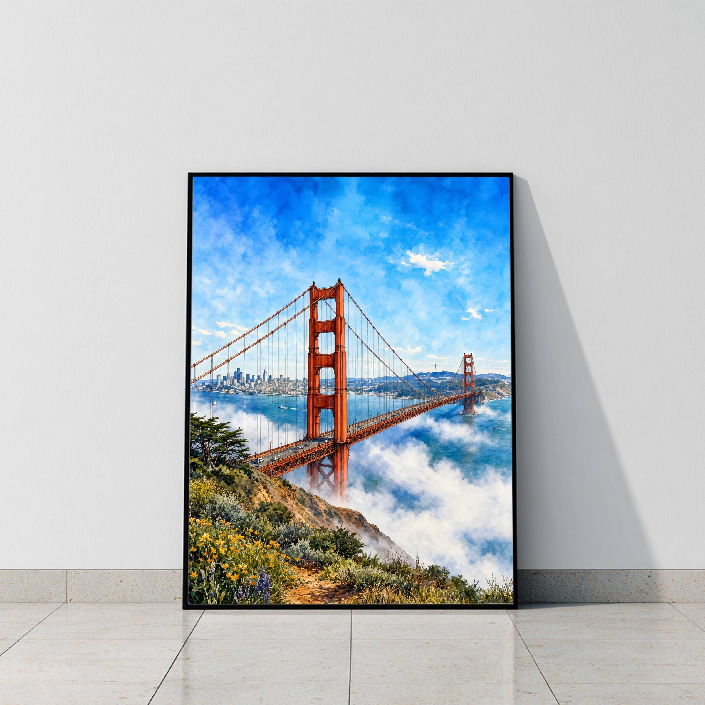 San Francisco Golden Gate Bridge California Watercolor Print: USA Travel Art Poster - Image 6