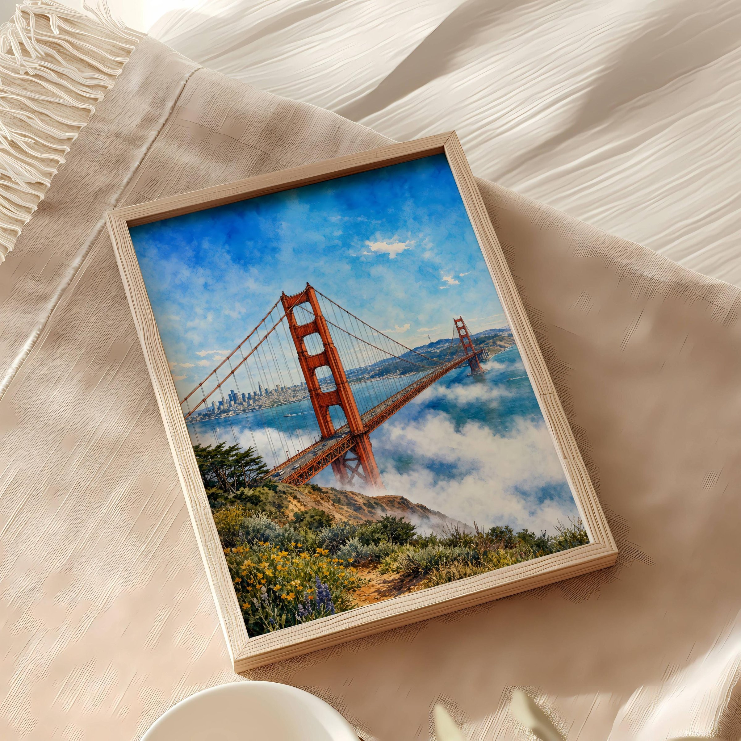 San Francisco Golden Gate Bridge California Watercolor Print: USA Travel Art Poster - Image 8